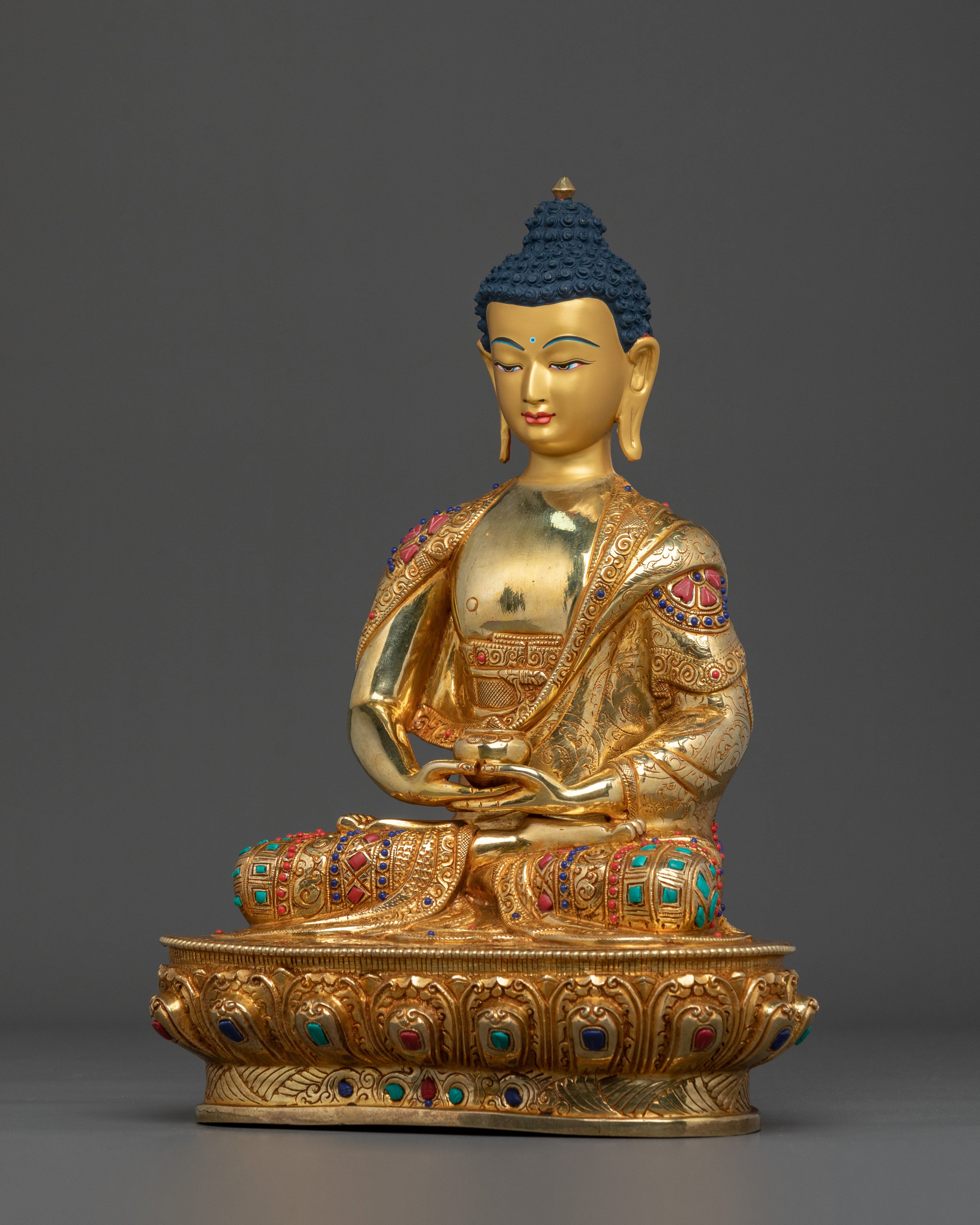 Amitabha Buddha Radiant Sculpture | Gilded Serenity