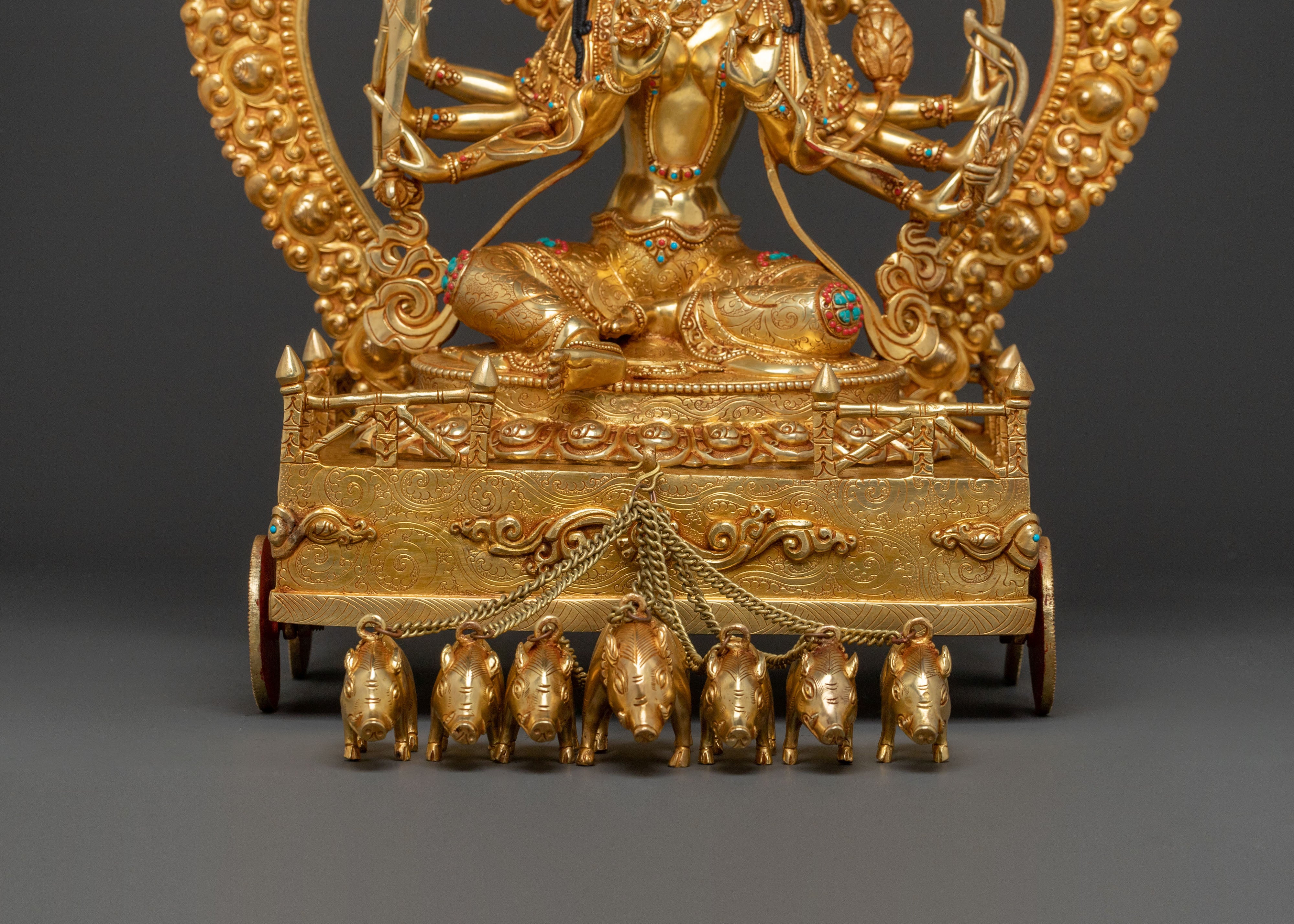Marici Sacred Statue: 24K Gold Gilded Himalayan Figure
