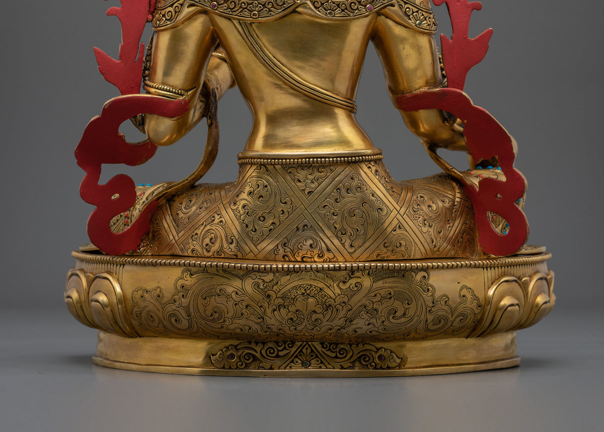 Tibetan Protector Figurine Green Tara in 24K Gold Gilded Copper