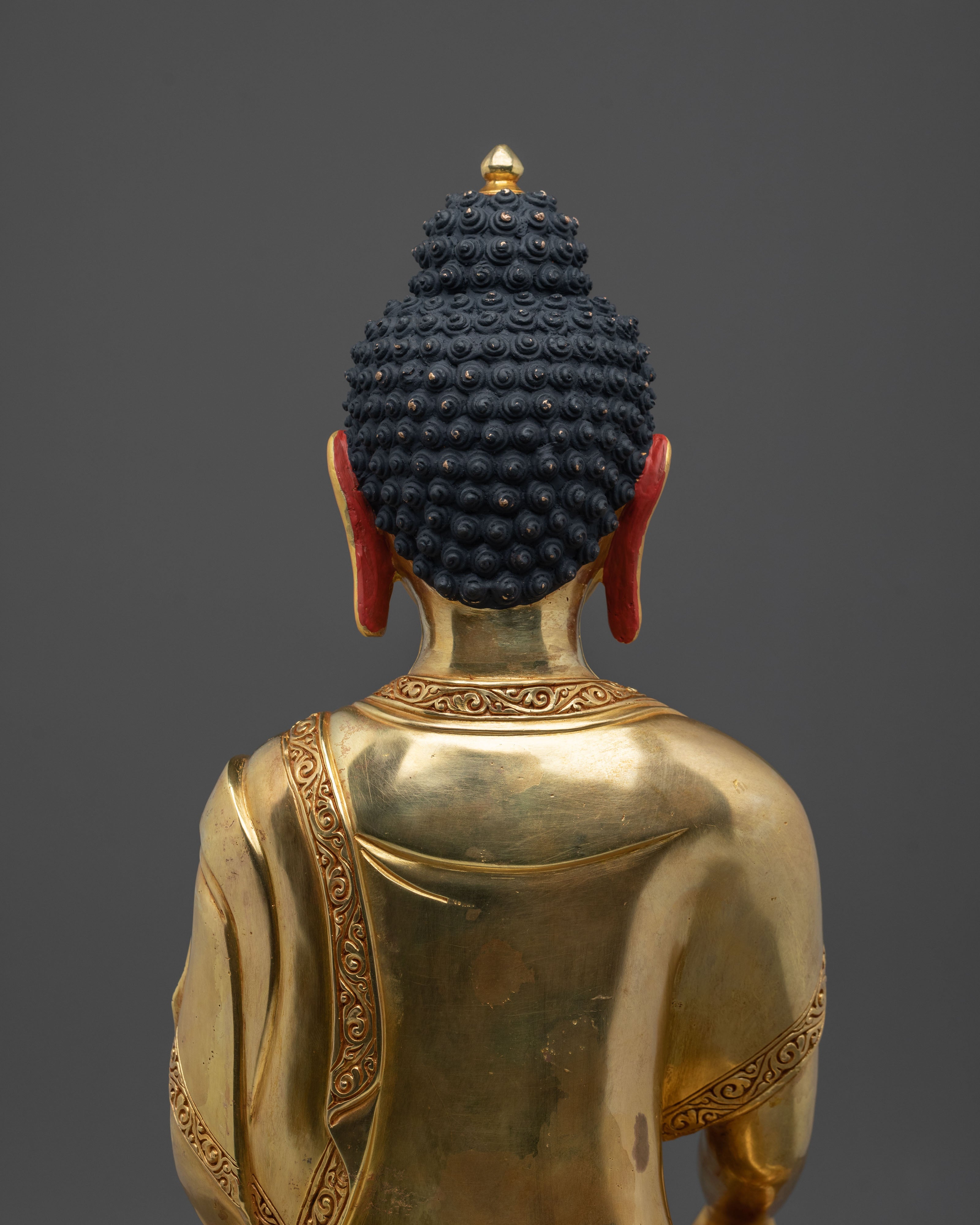 Shakyamuni Buddha Sacred Dharma Altar Figurine - 24K Gilded Copper