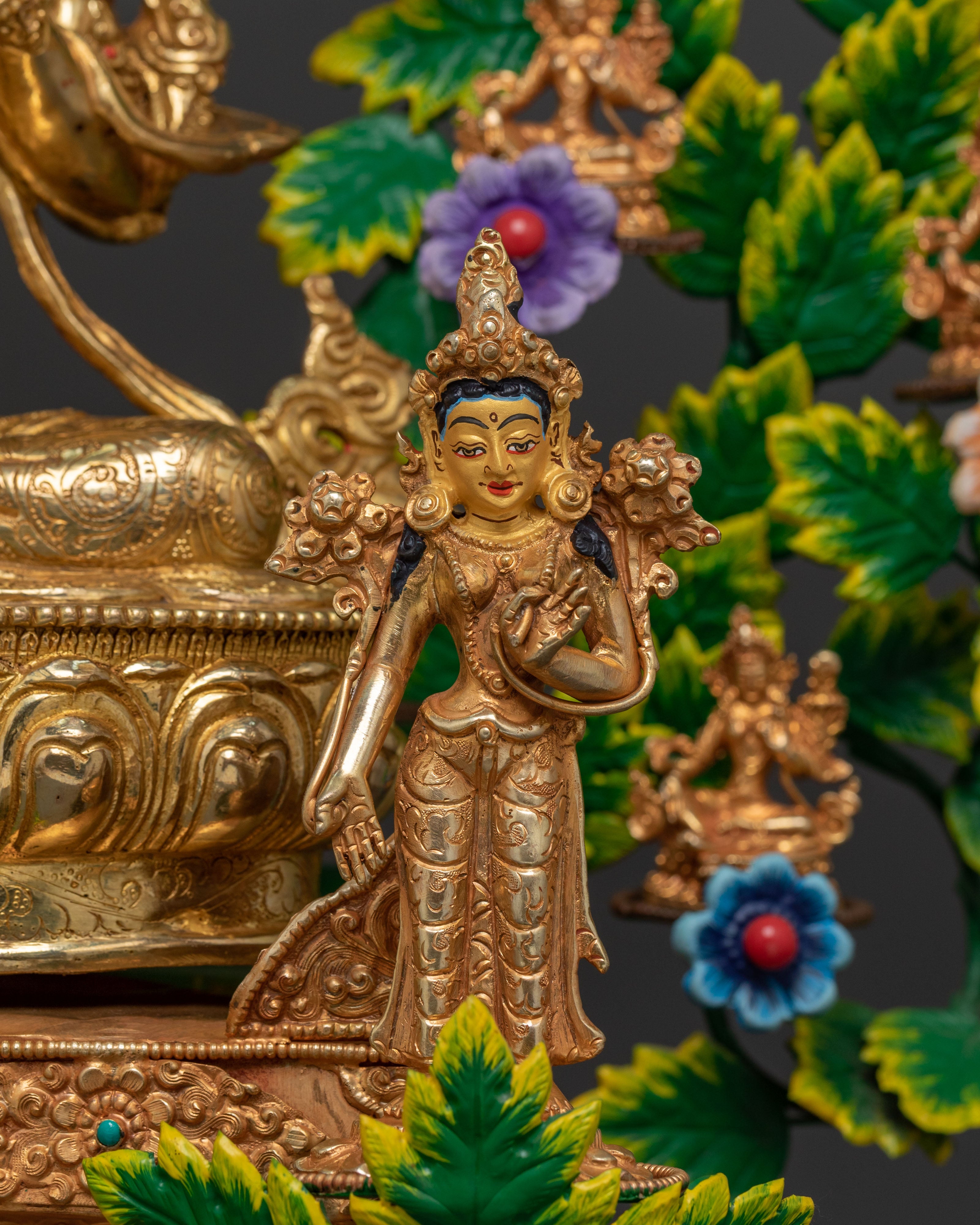Twenty One Tara Buddhist Goddess Statue Set in 24K Gold