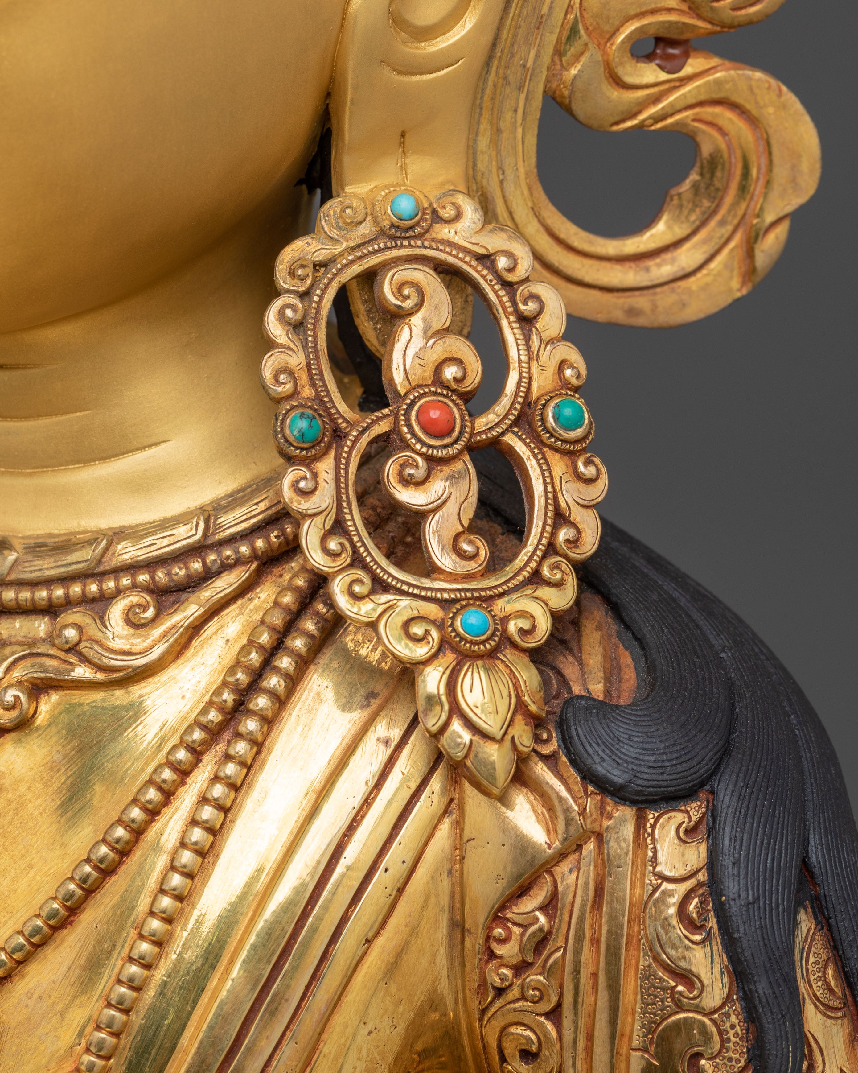 Vajrasattva Statue | Gemstones Adorned 24K Gold Gilded Figurine