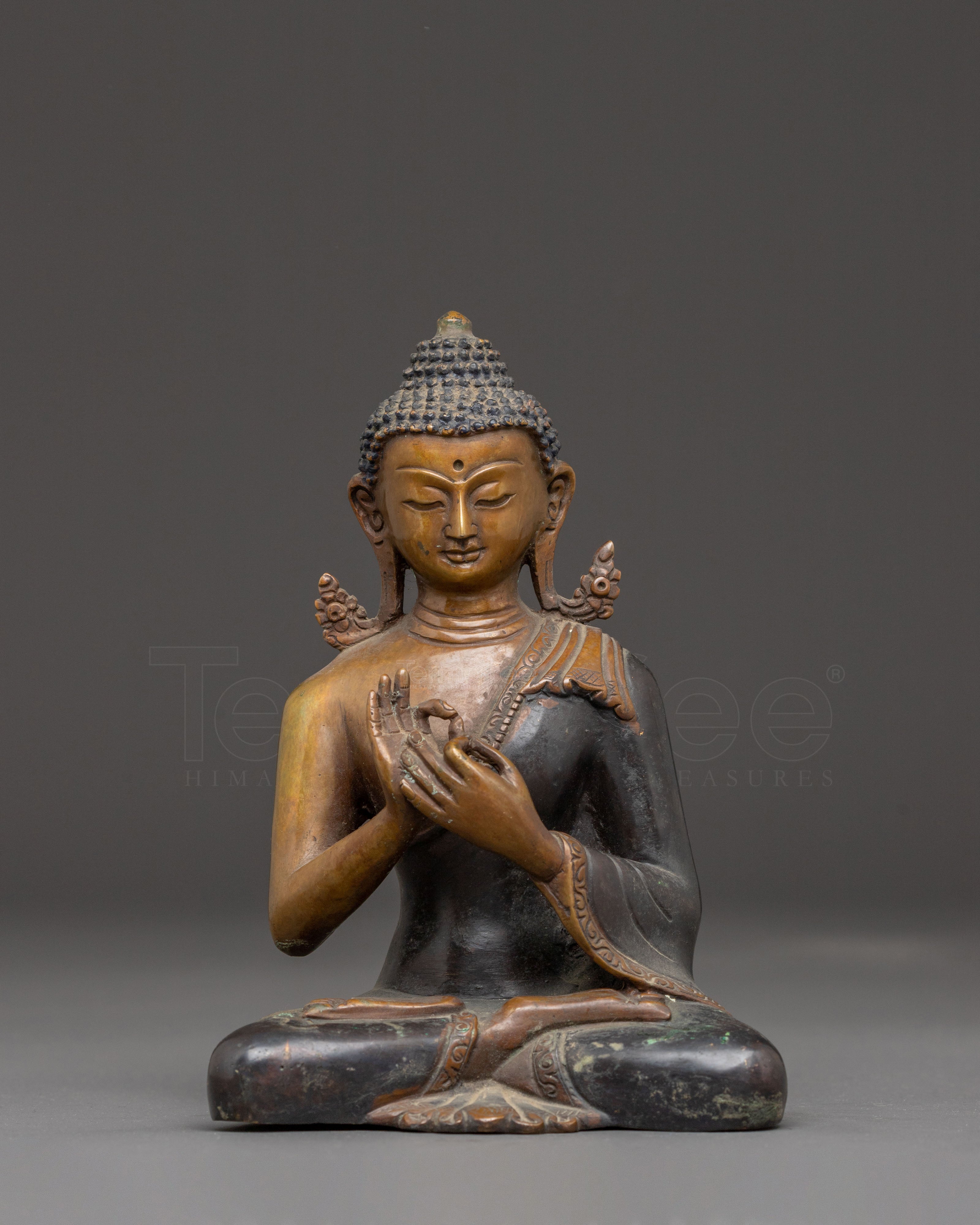 Handcrafted Vairocana Oxidized Copper Statue