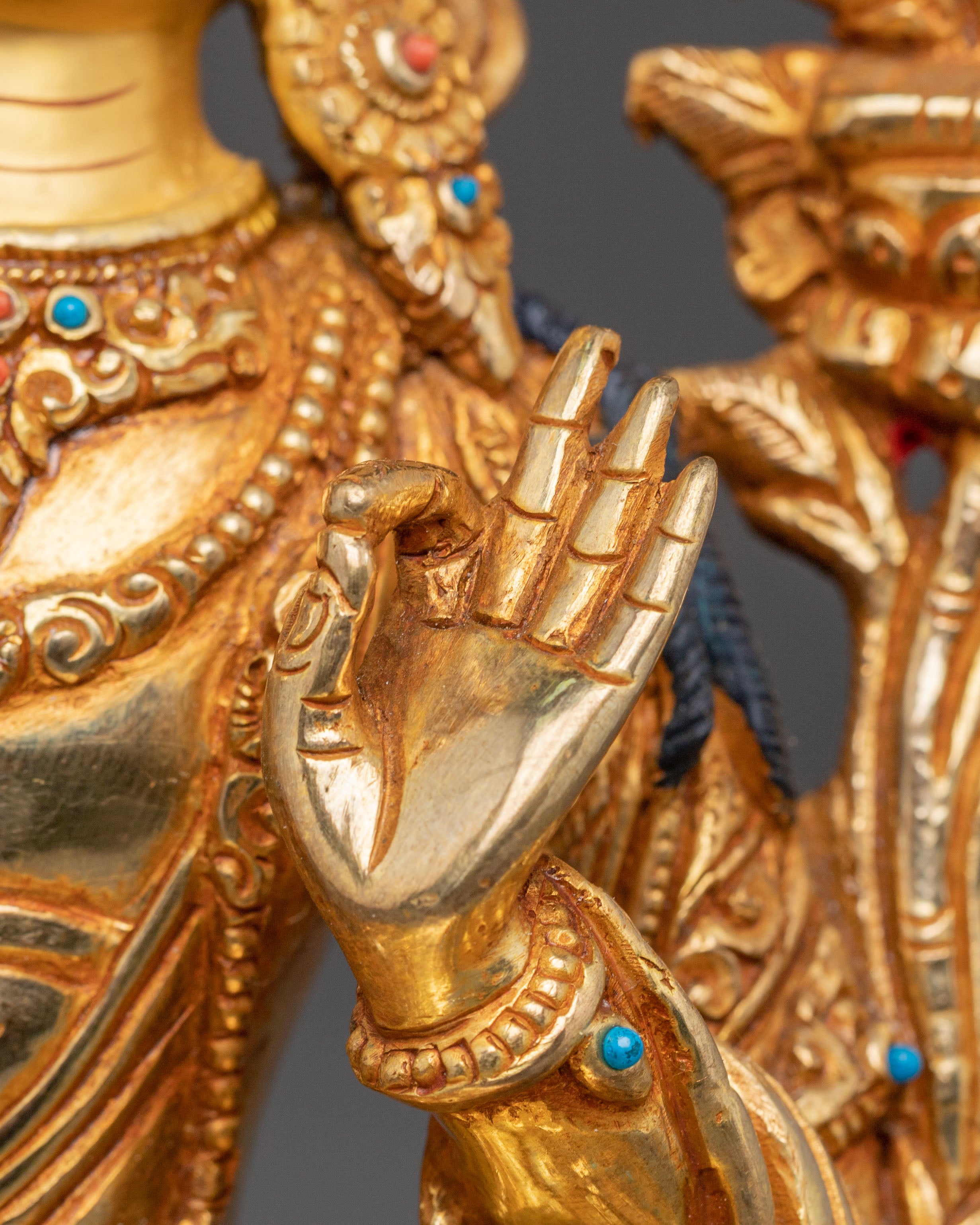 Manjushri Handmade Golden Statue | Tibetan Deity of Wisdom