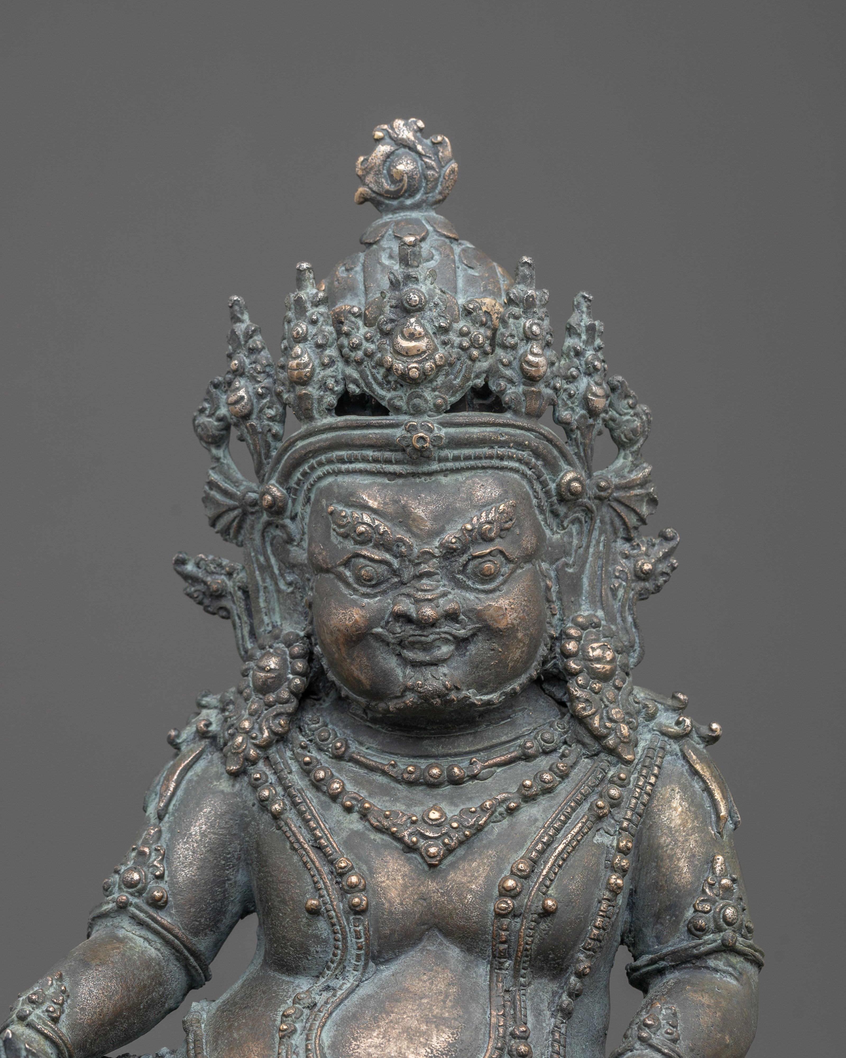 Tibetan Deity Dzambhala Copper Statue | Antique Finish