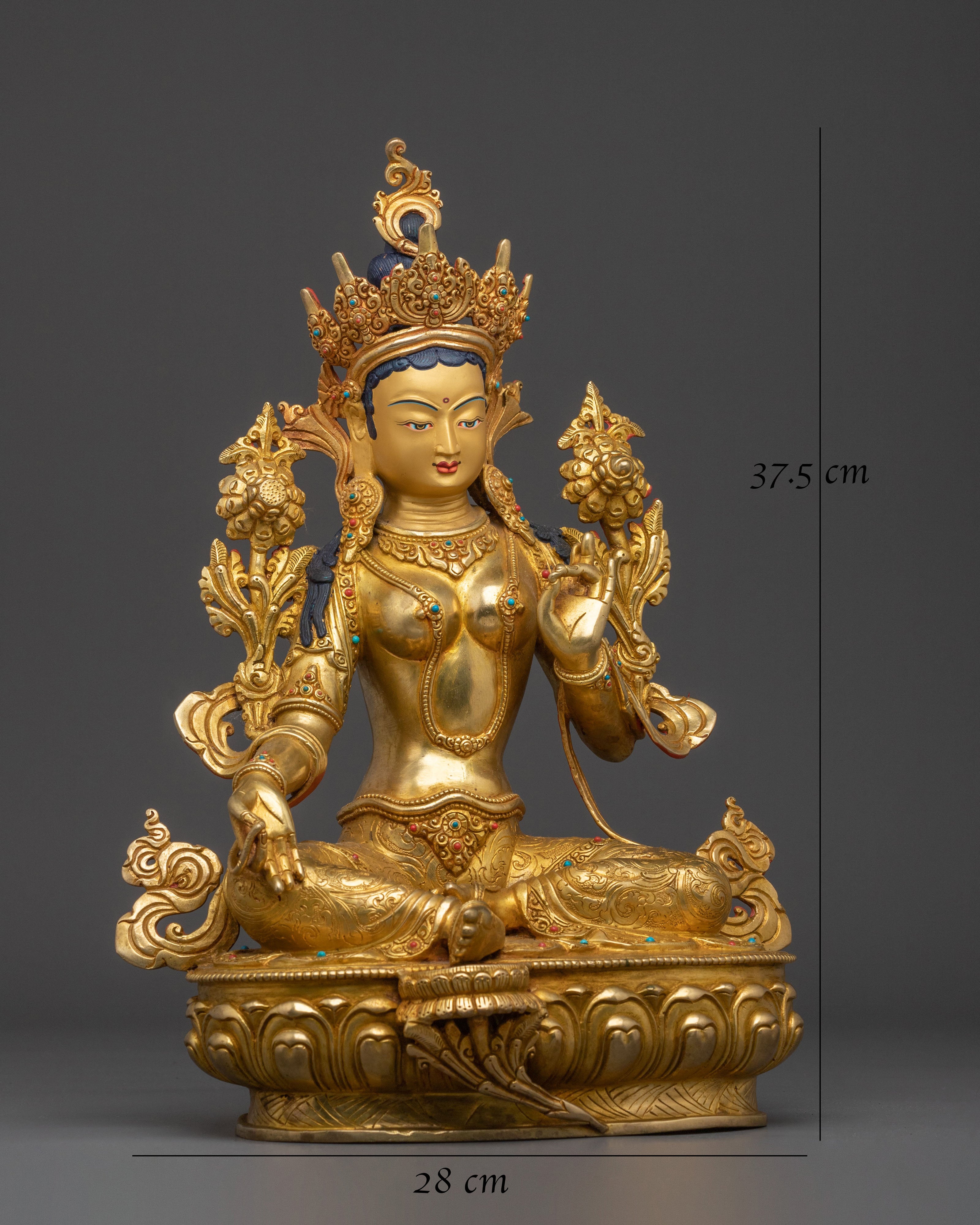 Handmade Green Tara Sculpture | Tibetan Goddess