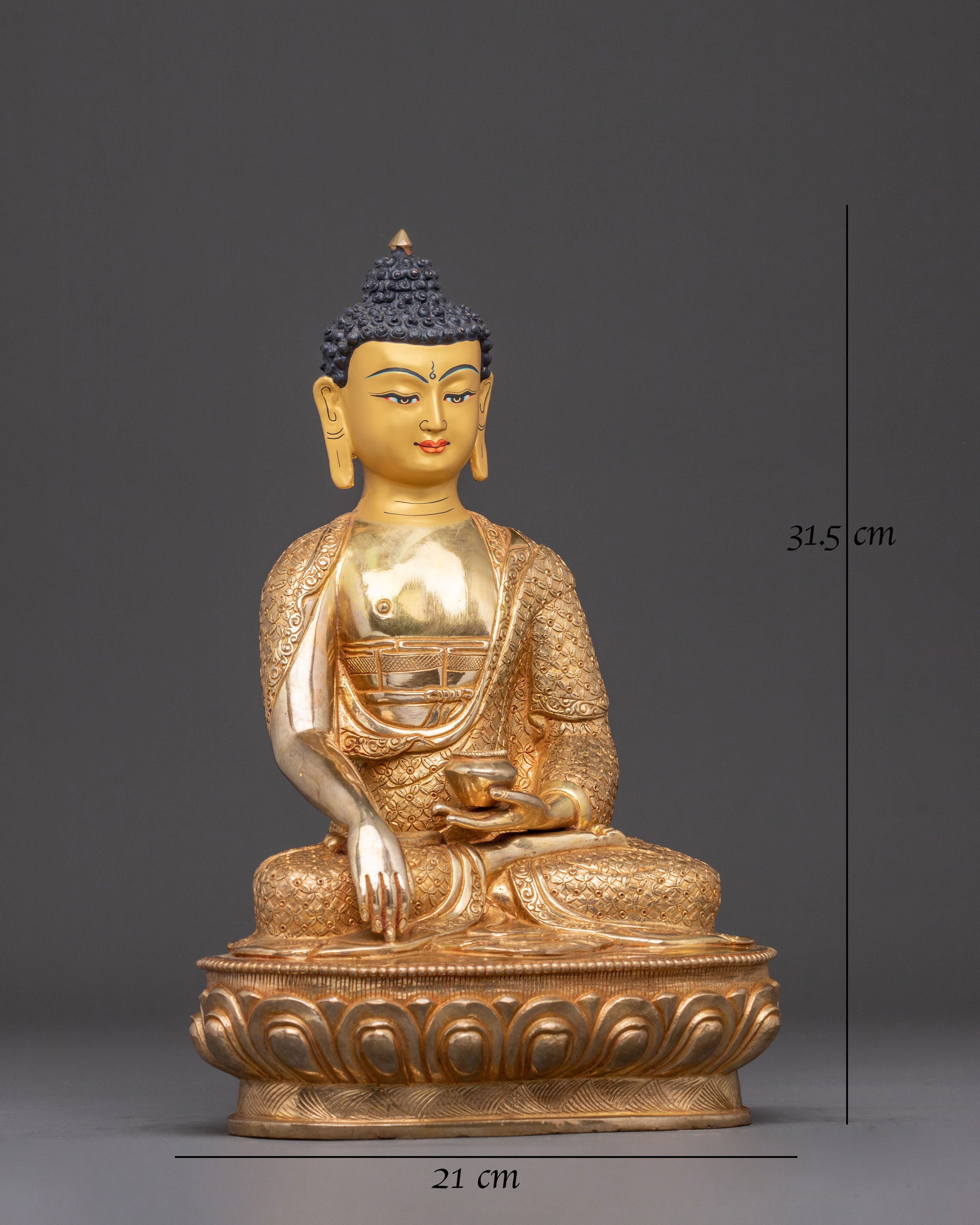 Shakyamuni Buddha Buddhist Statue: 24K Gold Gilded Statue