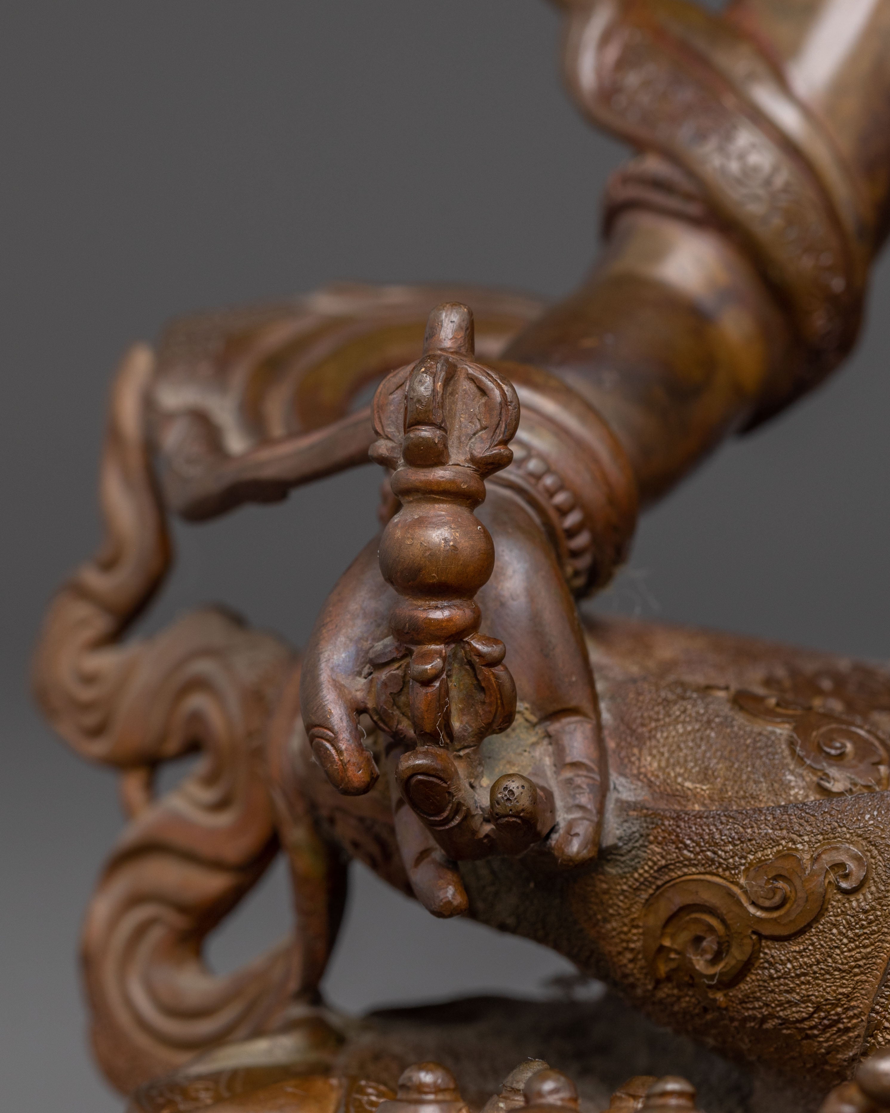 Dzambhala Statue of Wealth and Abundance – Antique Oxidized Copper