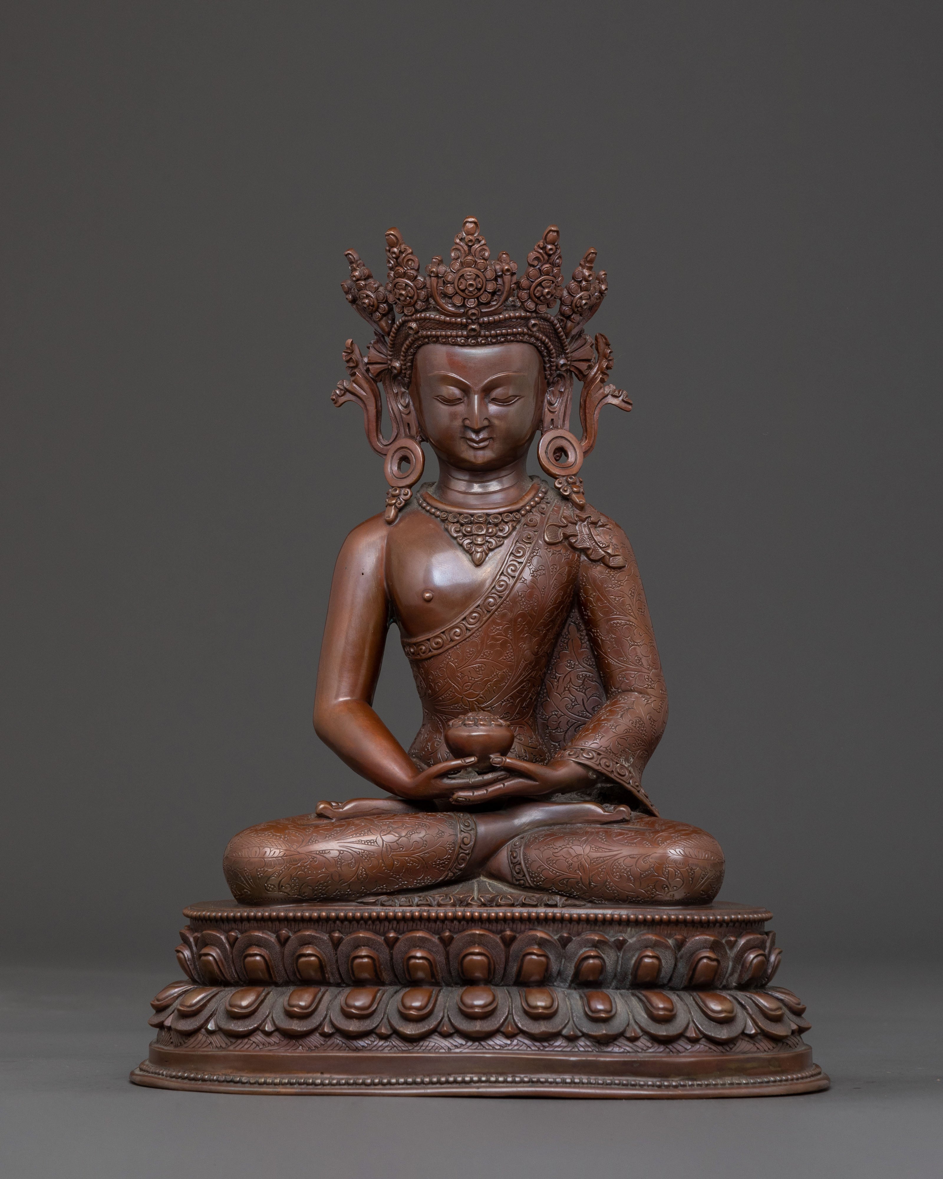 Three Buddhas Spiritual Statue Set in Oxidized Copper