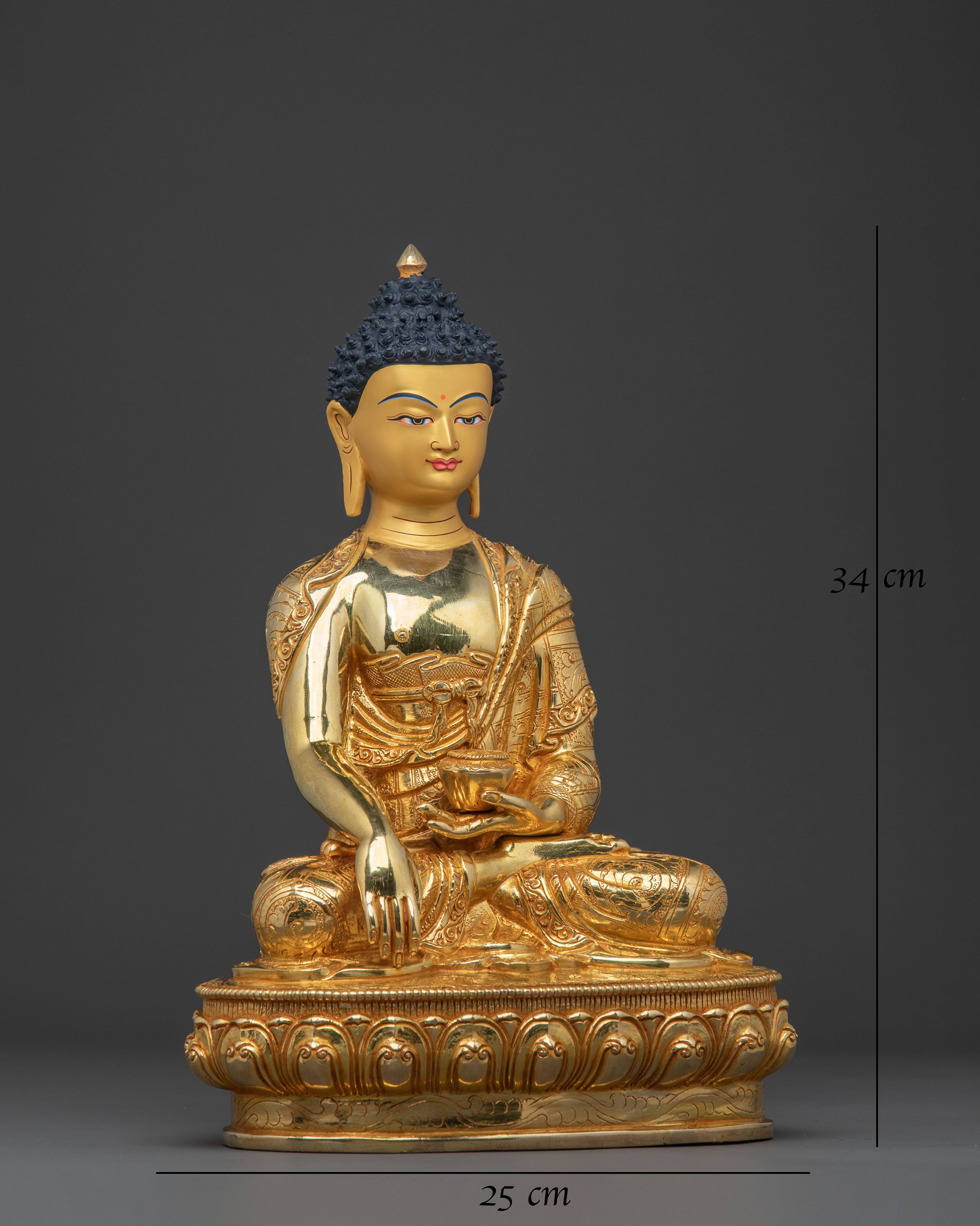 Serene 24K Gold Gilded Meditation Buddha Shakyamuni Sculpture