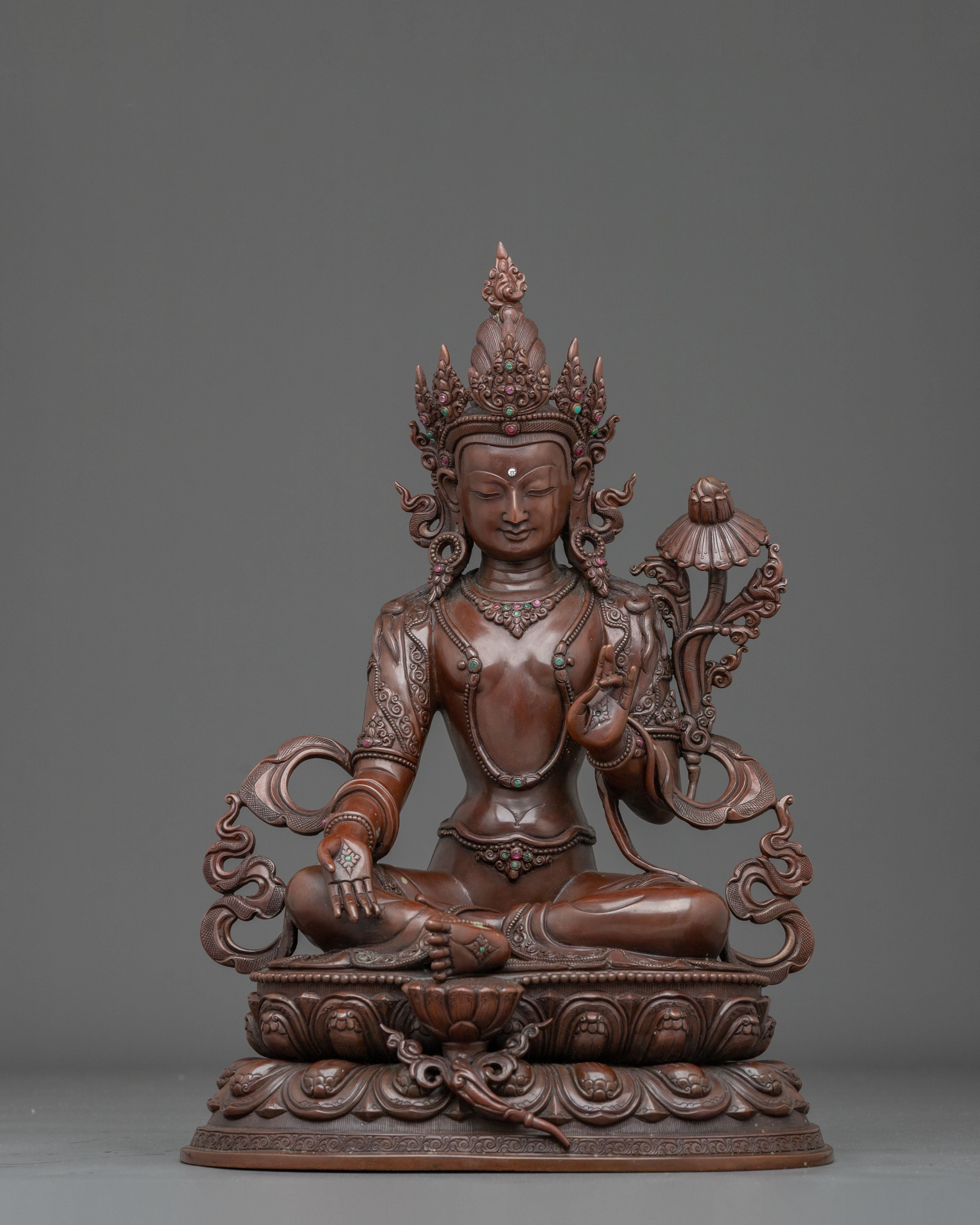 Bodhisattva Sacred Figurine | Oxidized Copper Statue