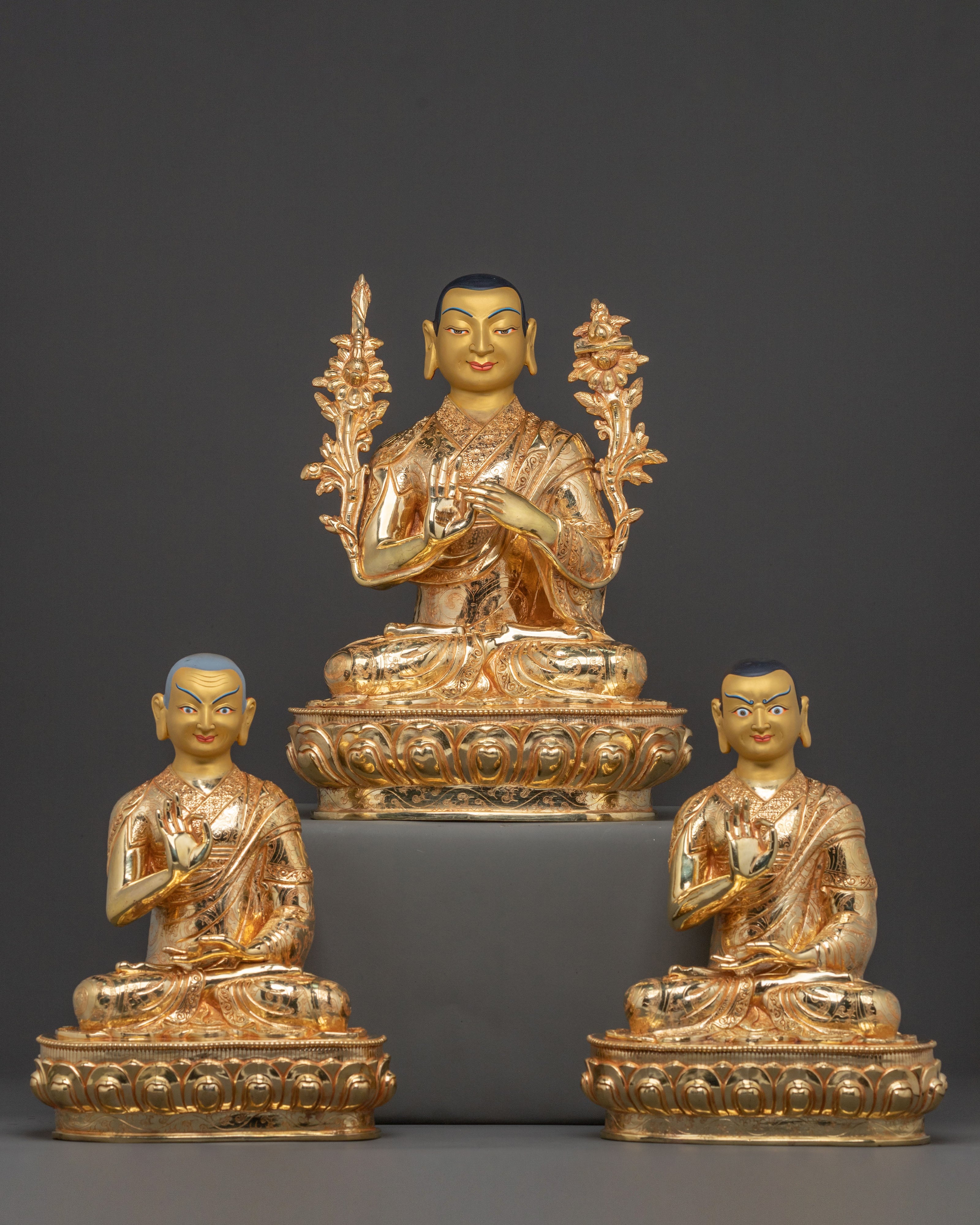 Tsongkhapa and Disciples Altar Statue | Tibetan Buddhist Decor
