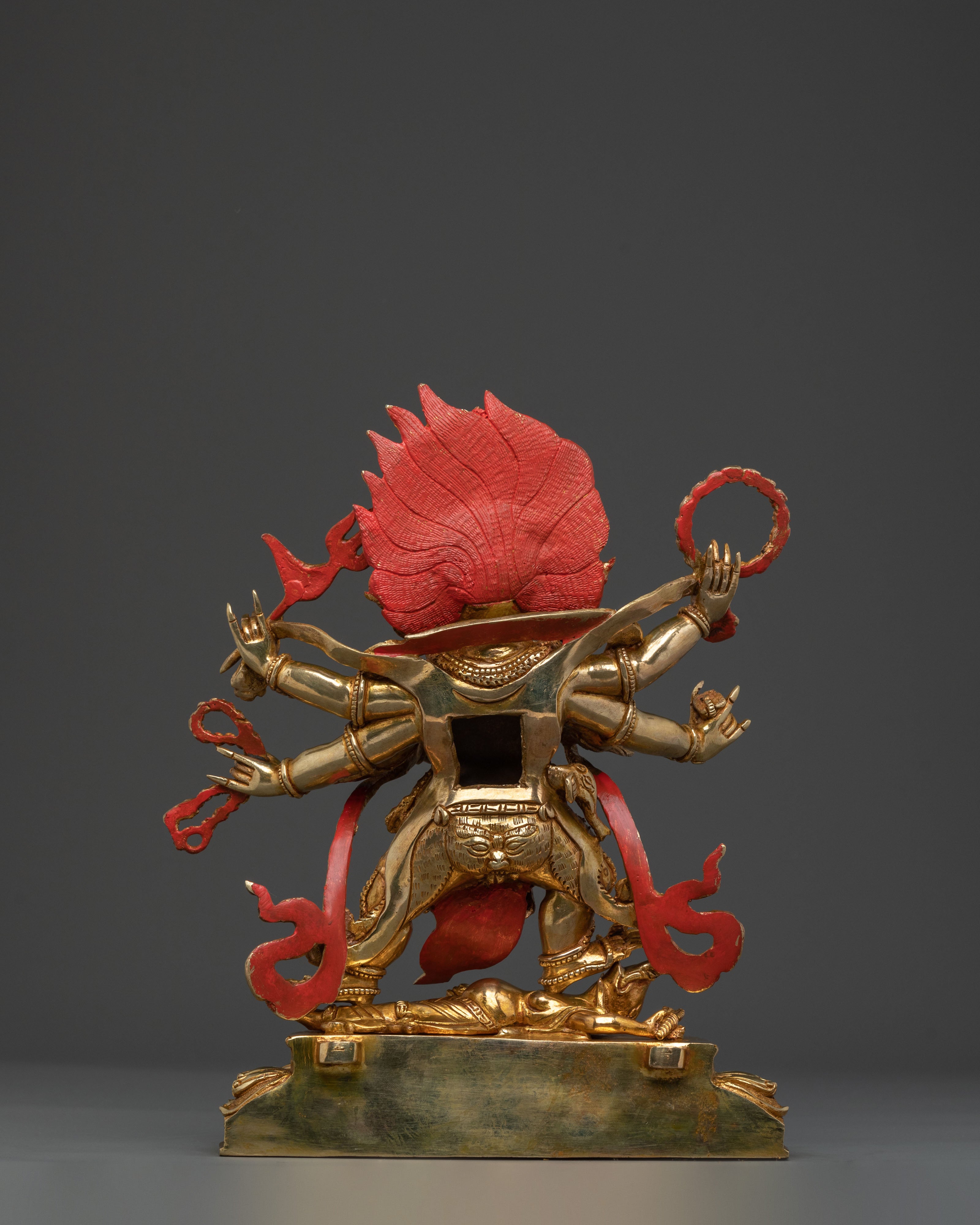 Six-Armed Mahakala 24K Gold Gilded Statue