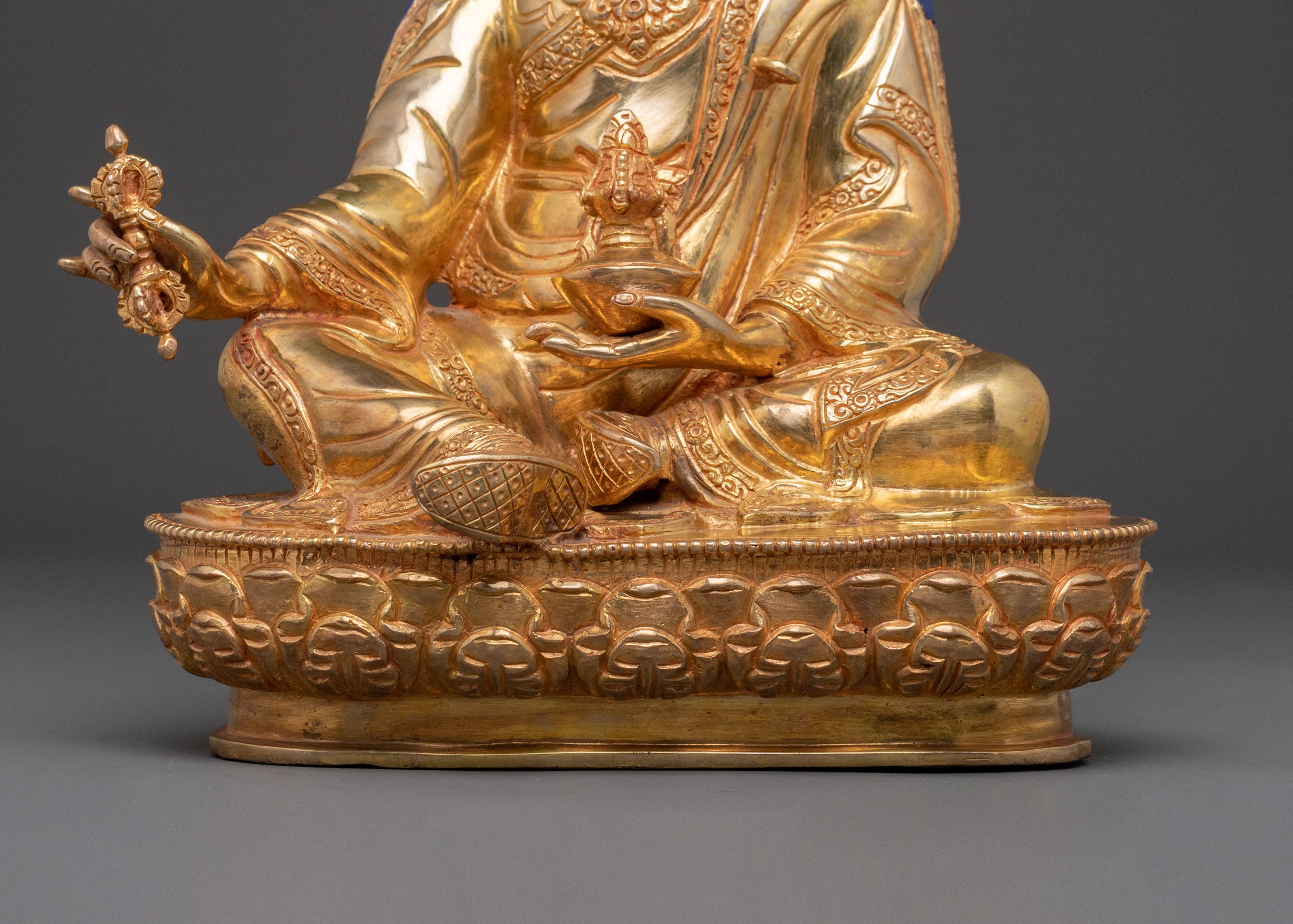 Guru Rinpoche Statue | 24K Gold Gilded Figure