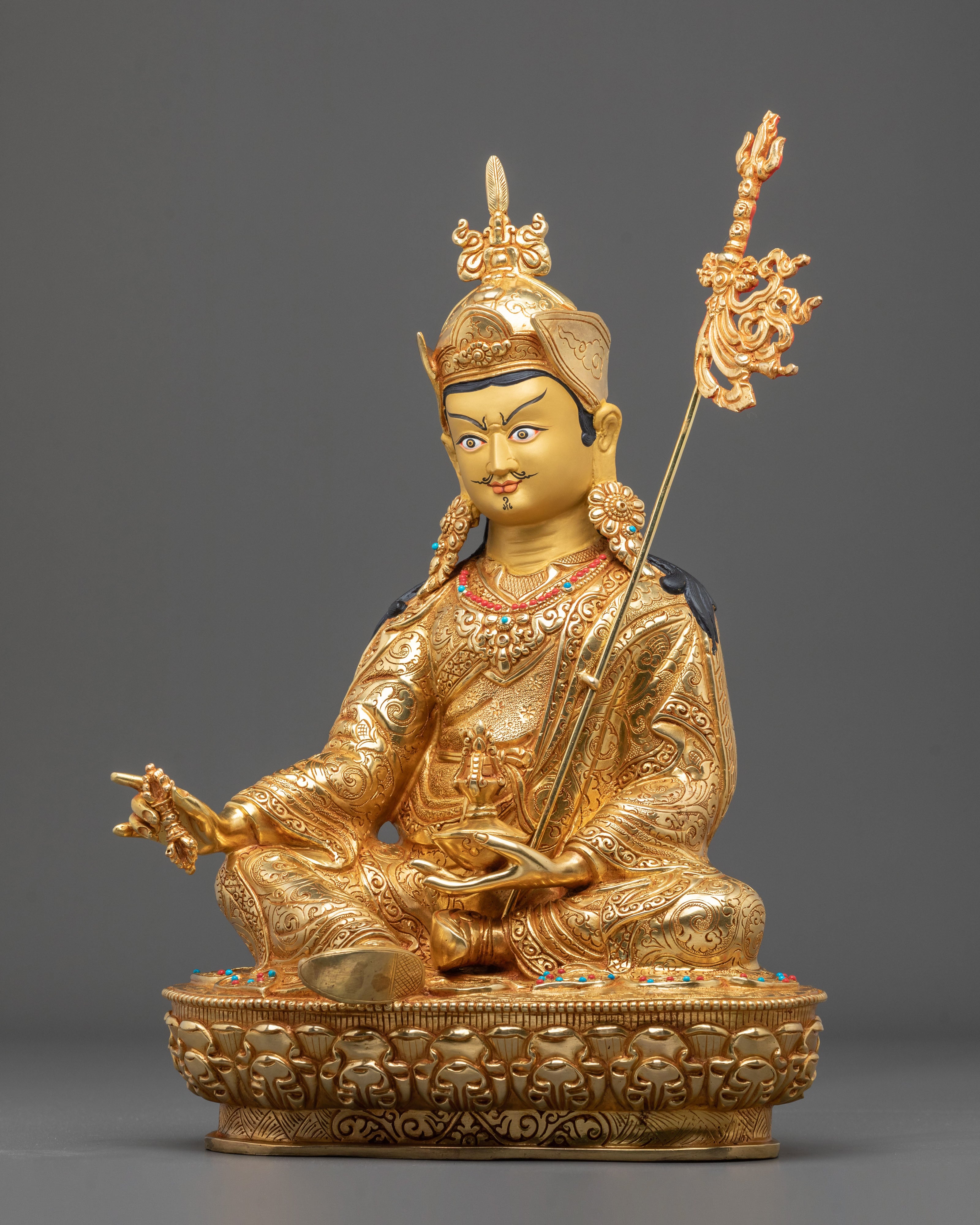 Guru Rinpoche Sculpture | Hand-Carved Buddhist Figurine