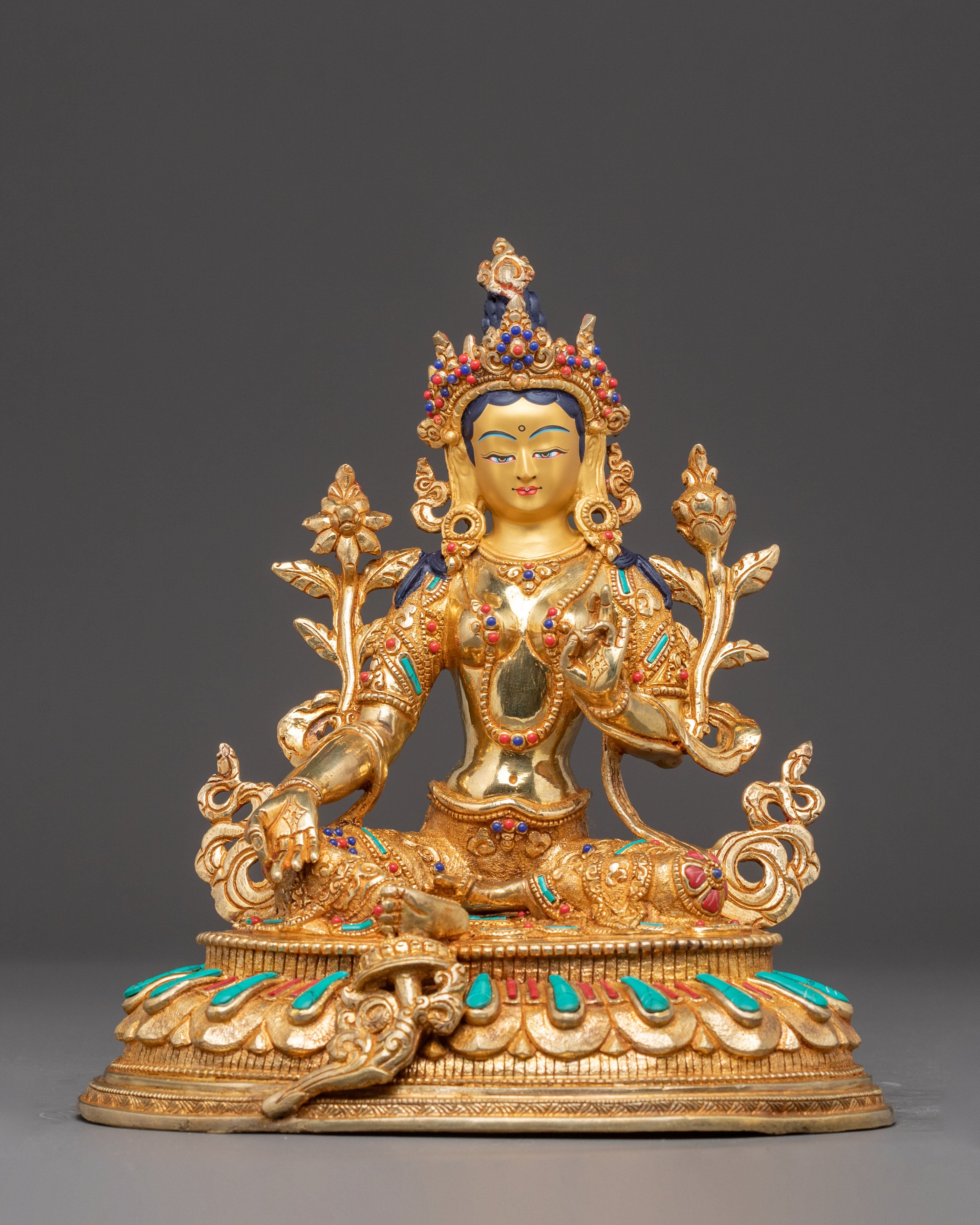 Handcrafted Copper Statue of Mother Green Tara | Female Buddha