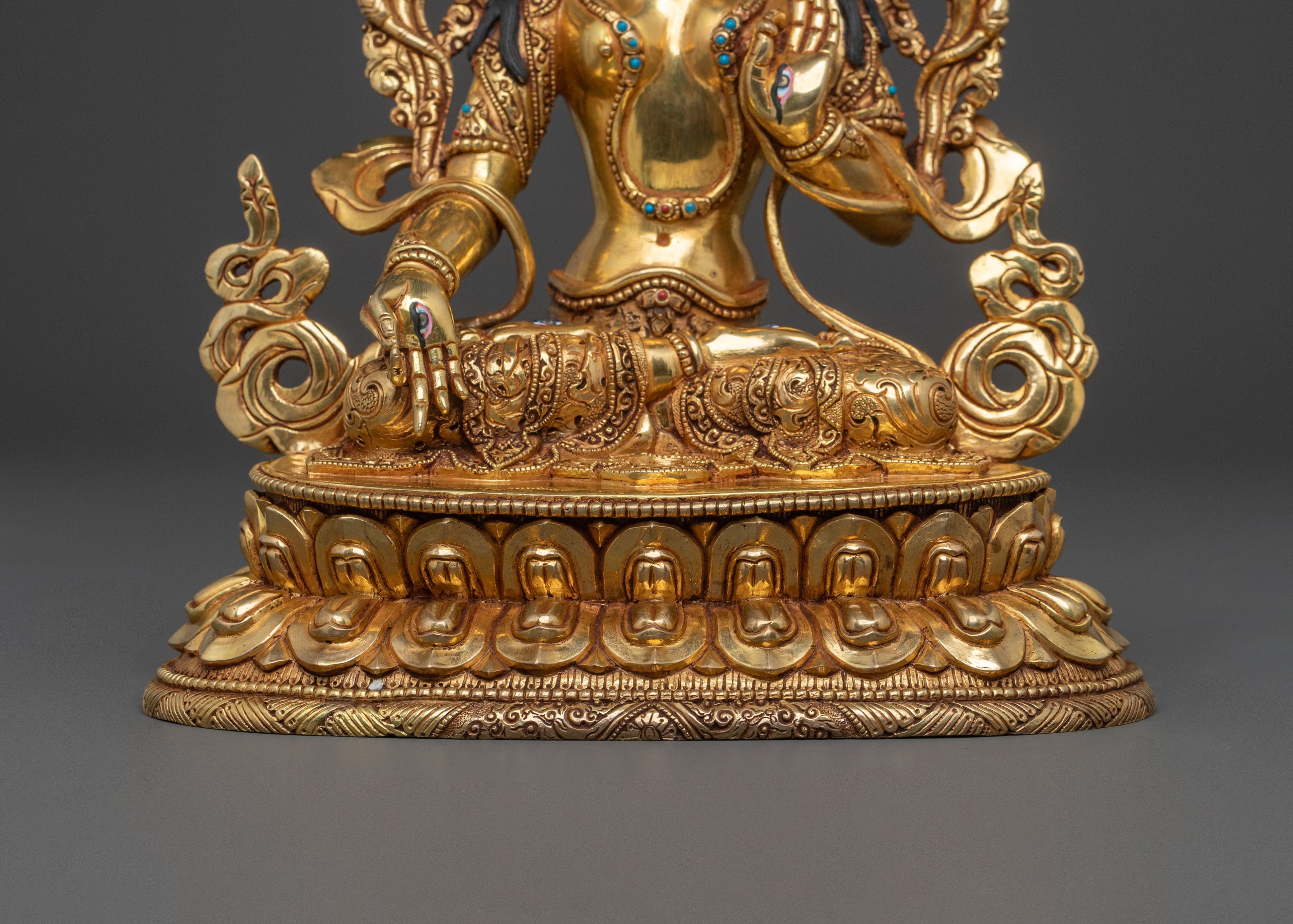White Tara Figure: 24K Gold Gilded for Spiritual Decor