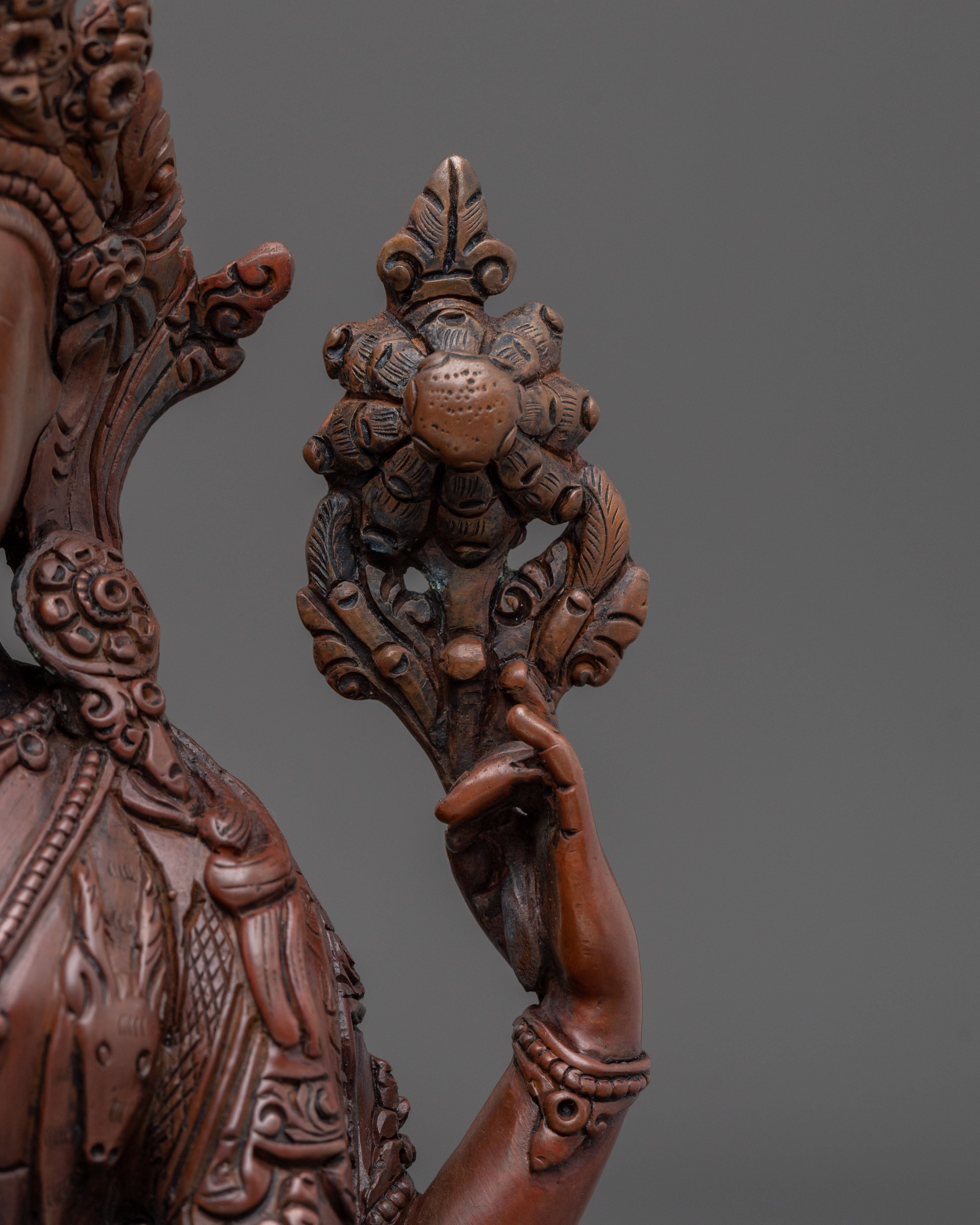 Chenrezig Buddha Statue in Oxidized Copper