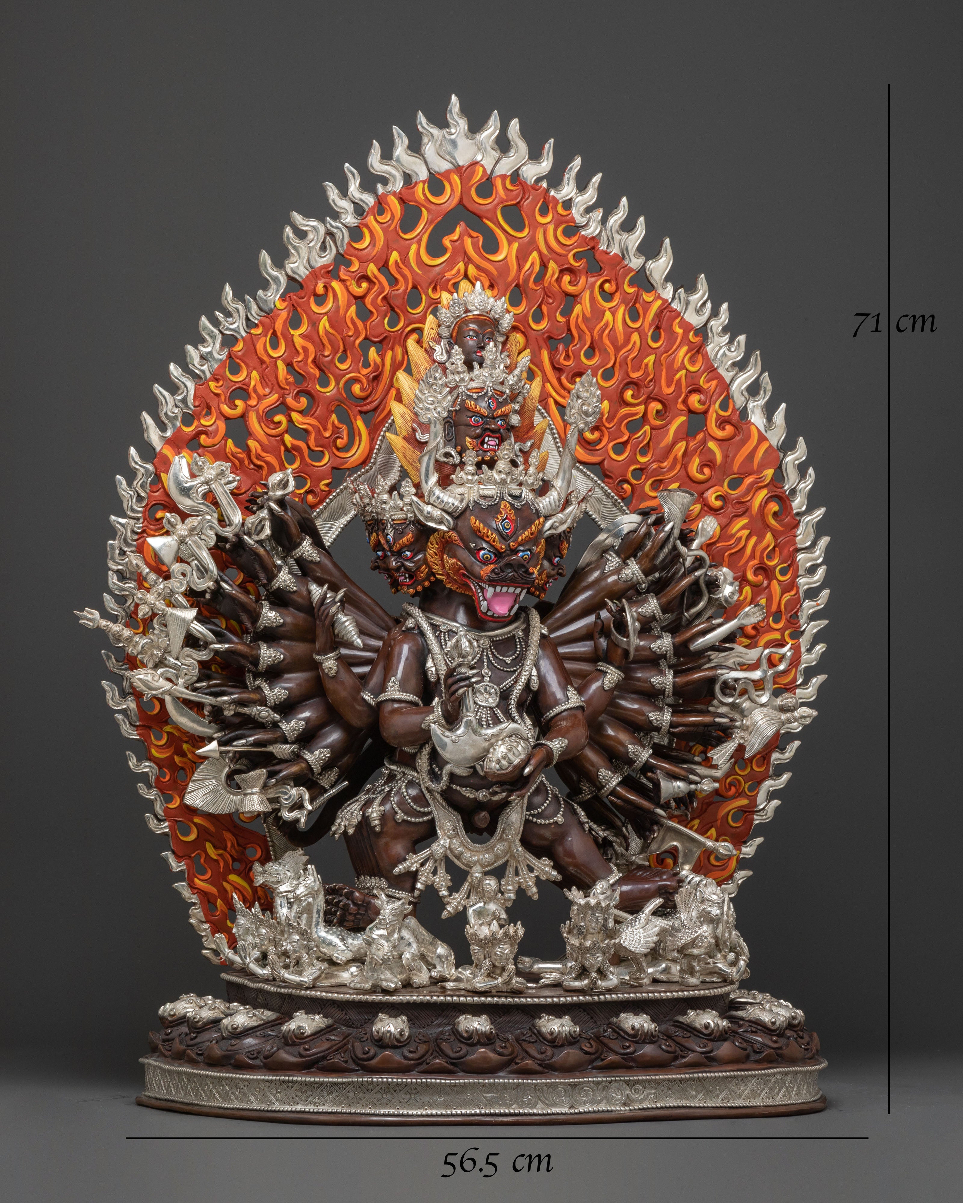 Oxidized Copper Yamantaka Statue | Buddhist Altar Decor
