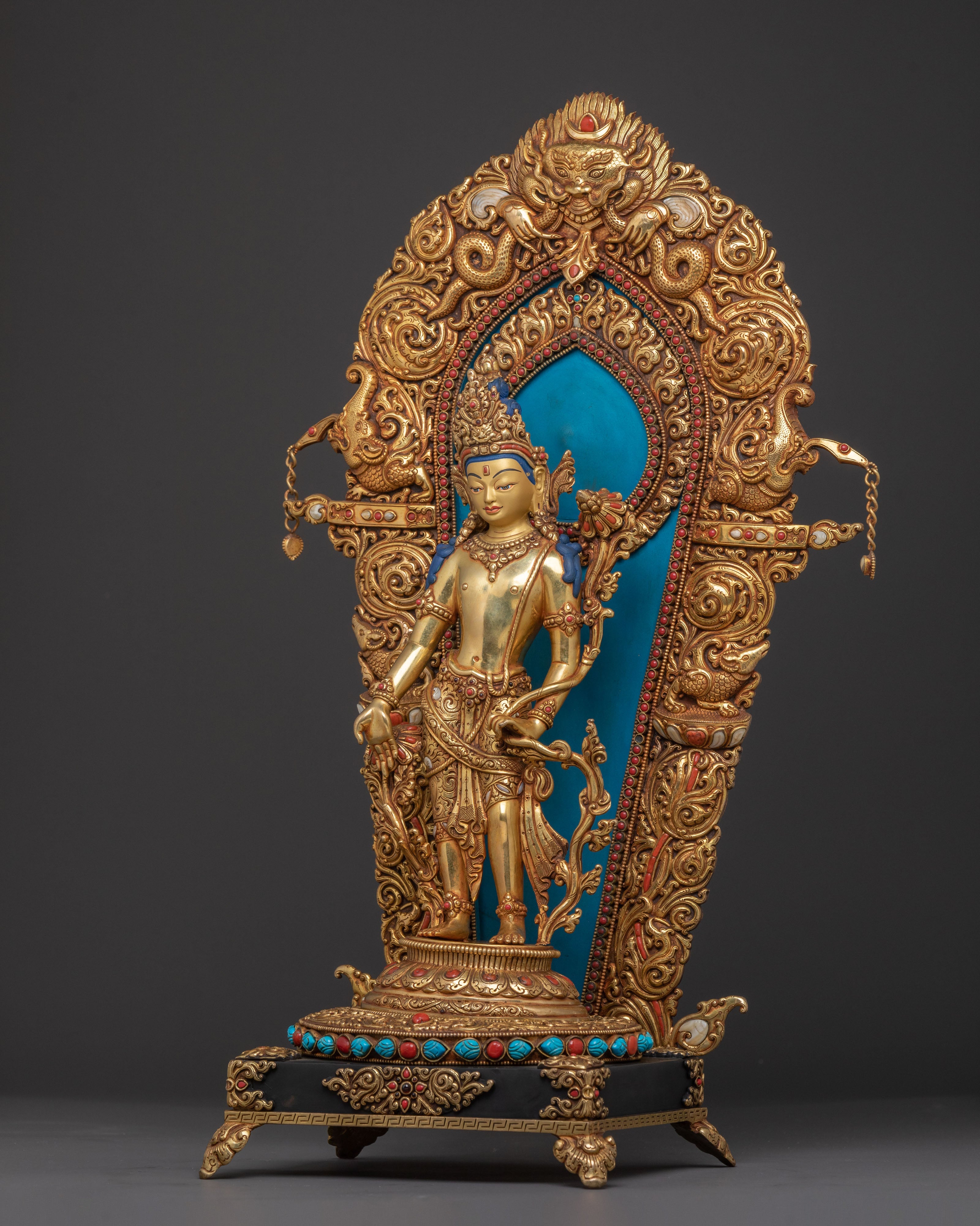 Padmapani Golden Statue | Meditational Decor