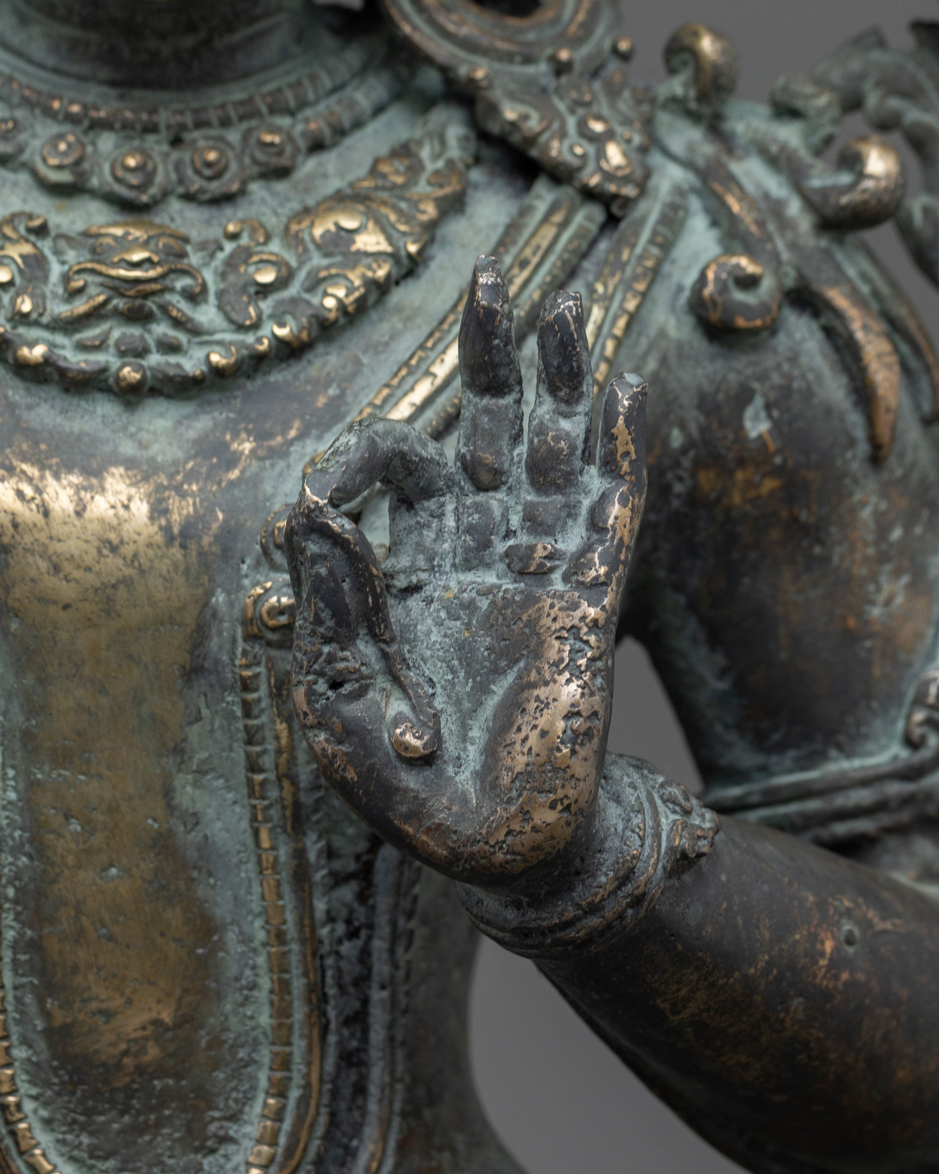 Handmade Manjughoṣa Statue | Sacred Antique Finish