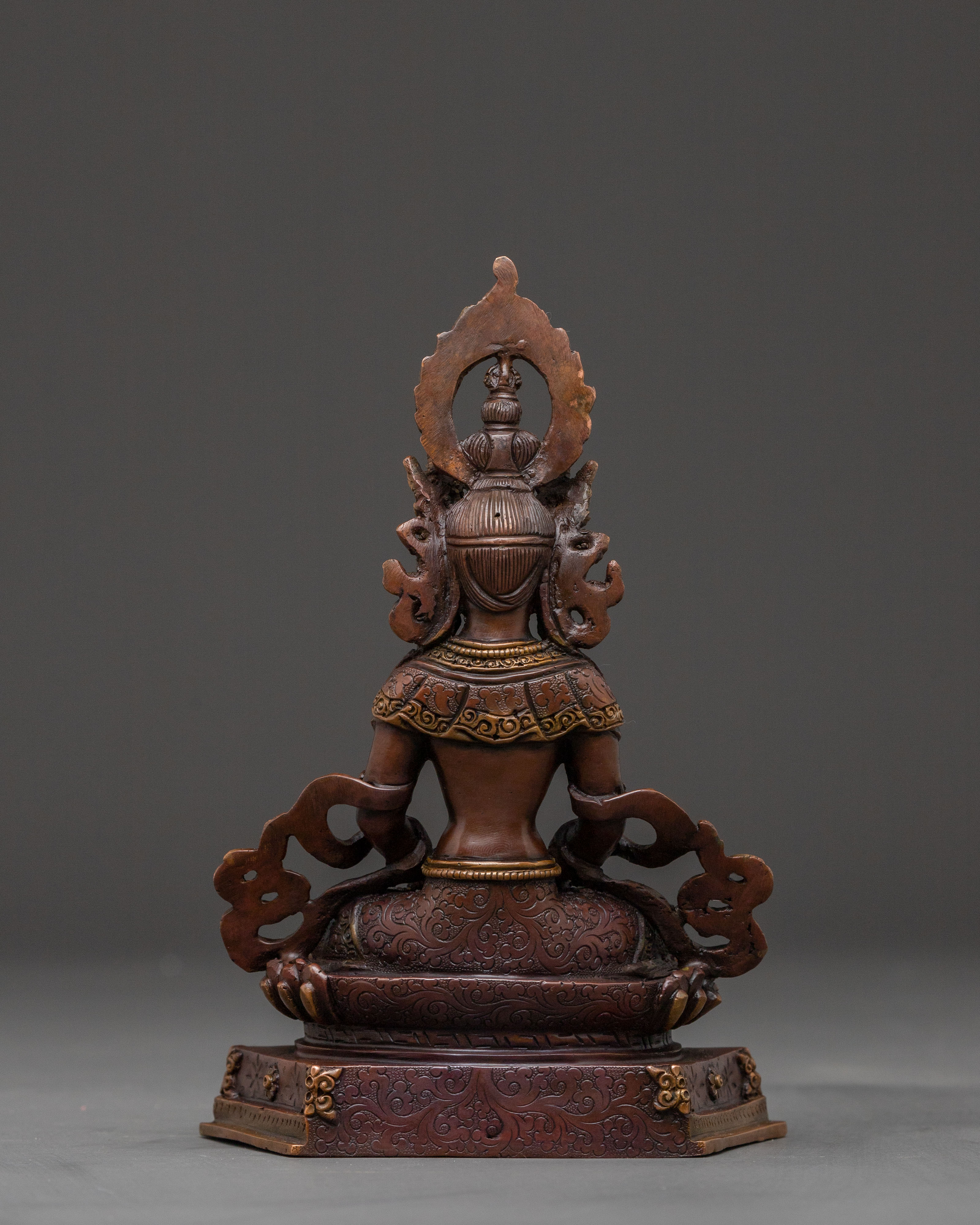Amitayus Peaceful Longevity Statue - Oxidized Copper