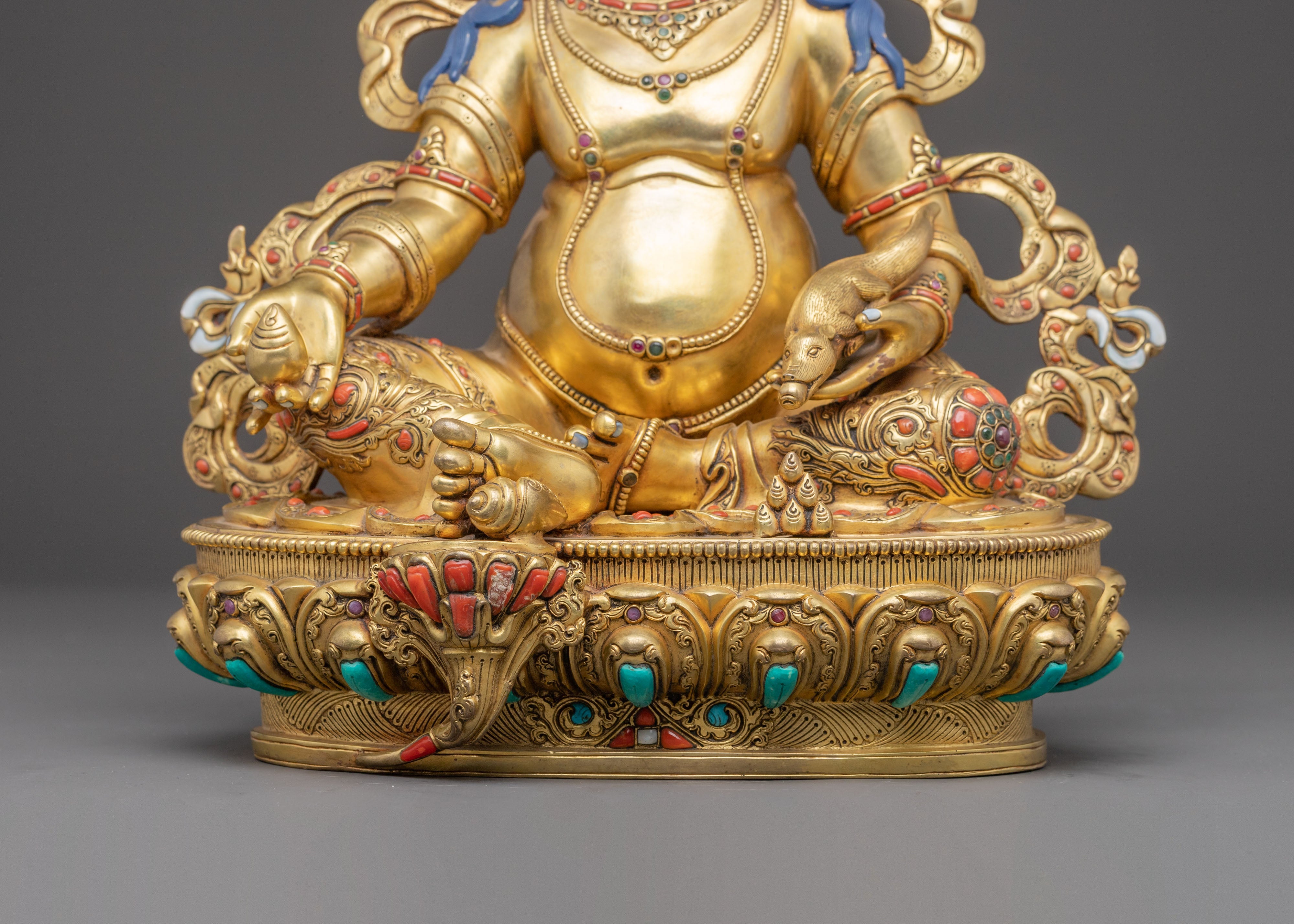 Statue of Dzambhala, Buddhist Wealth Deity | 24K Gold Gilded Wealth God