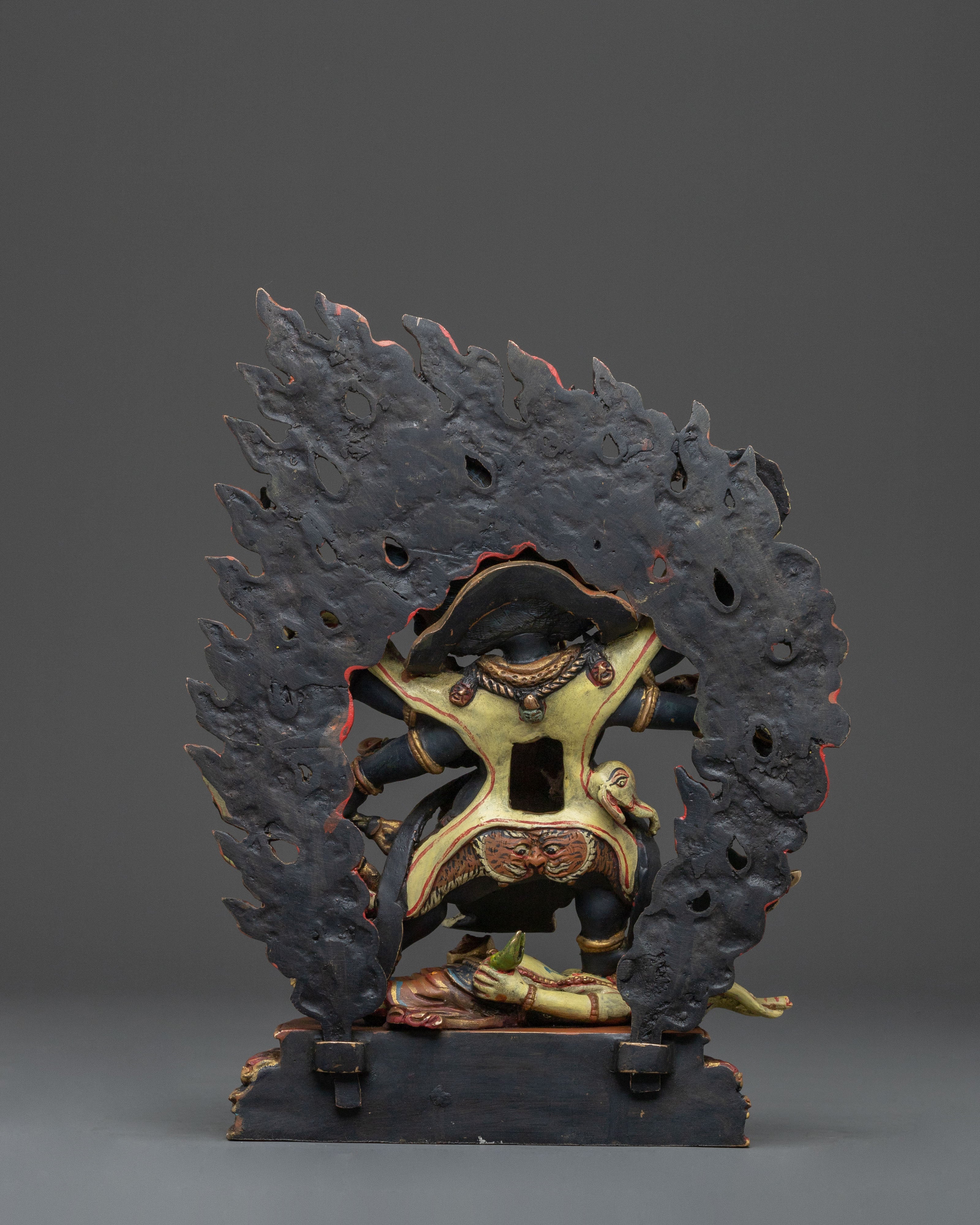 Handmade Six-Armed Mahakala Sacred Figurine | Wrathful Protector of Wisdom