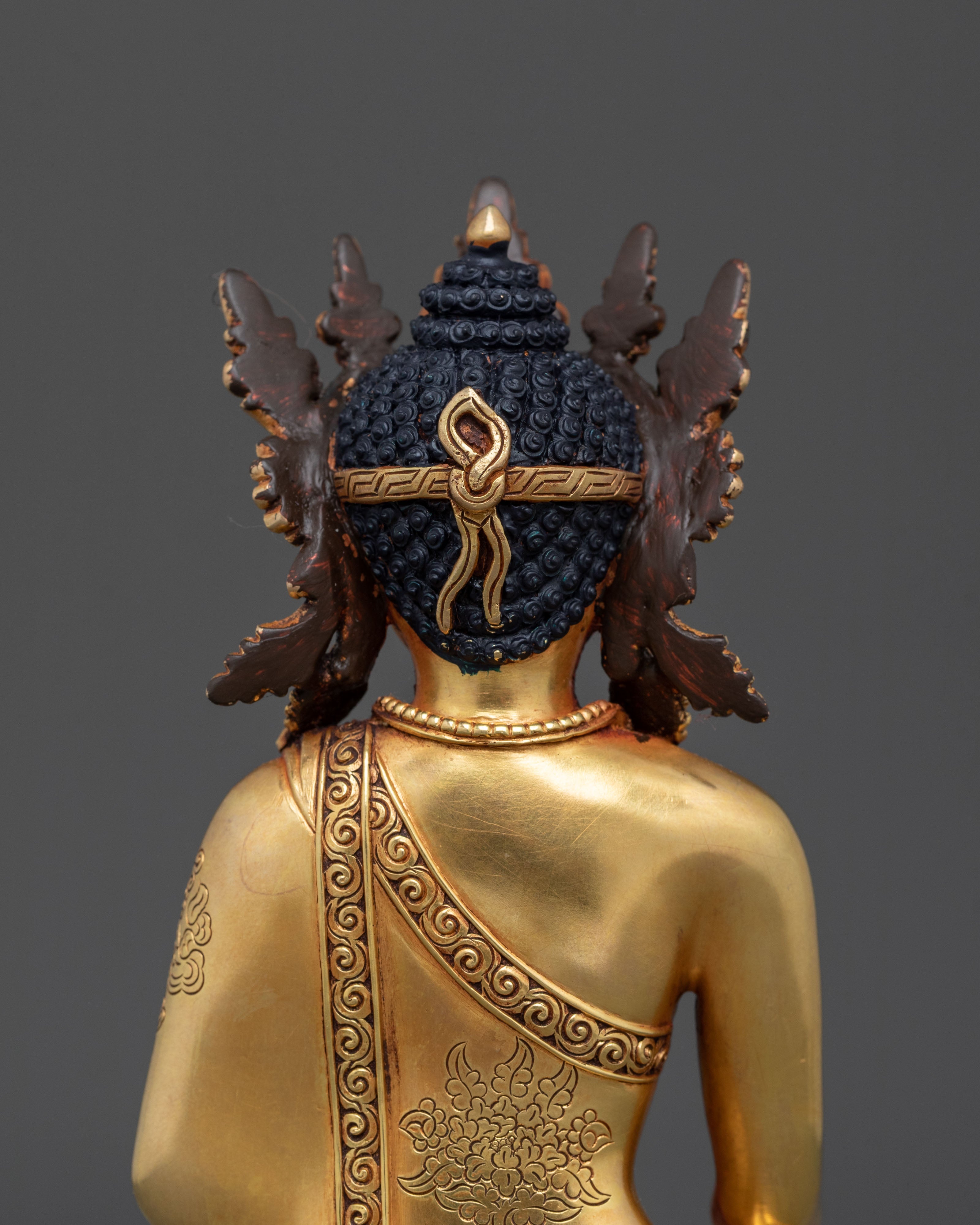 Himalayan Crown Shakyamuni Buddha Rupa | Sacred Altar Sculpture
