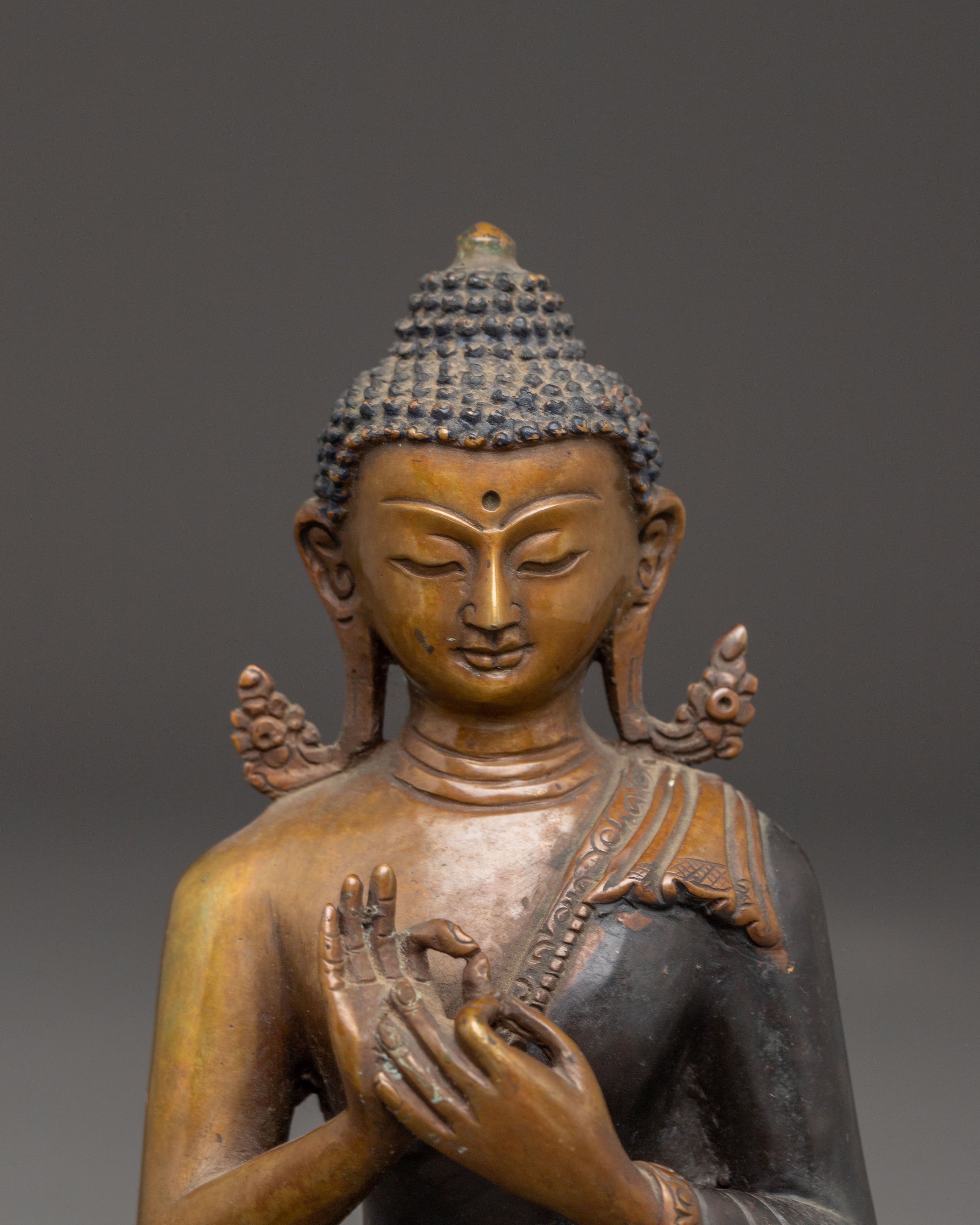 Handcrafted Vairocana Oxidized Copper Statue | Perfect for Meditation
