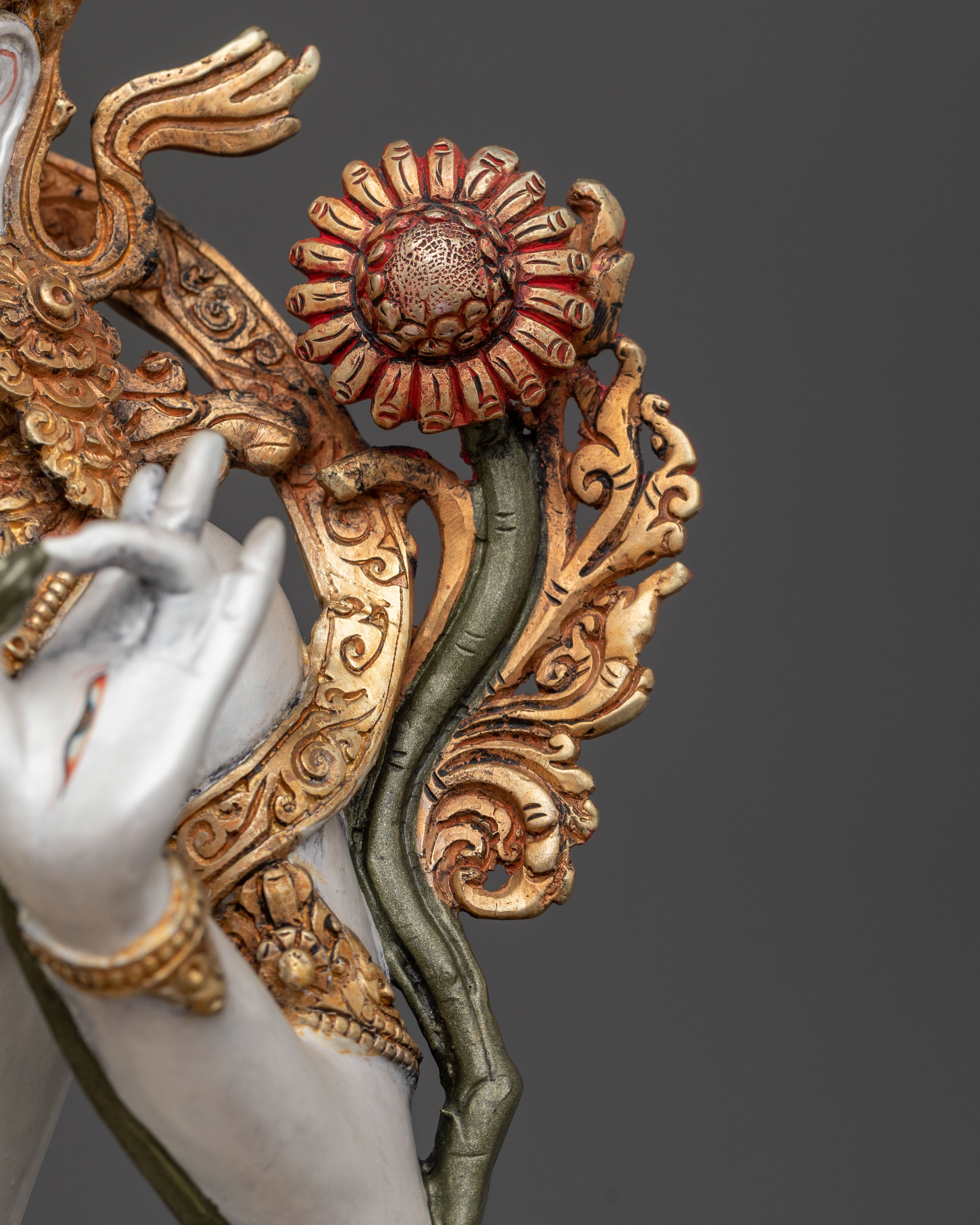 White Tara Wisdom Sculpture | Tibetan Goddess
