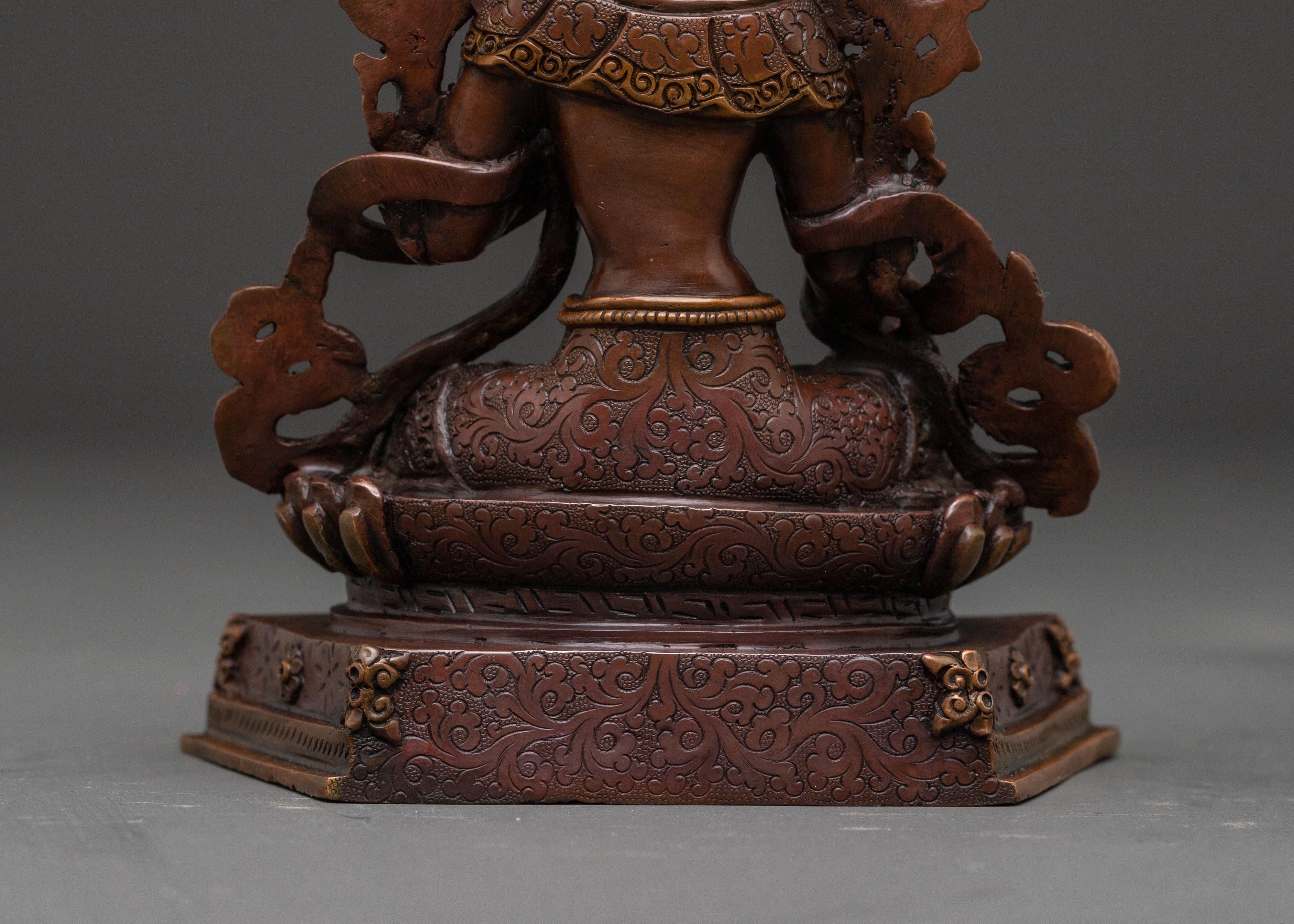 White Tara Compassion Goddess Statue - Oxidized Copper Sculpture