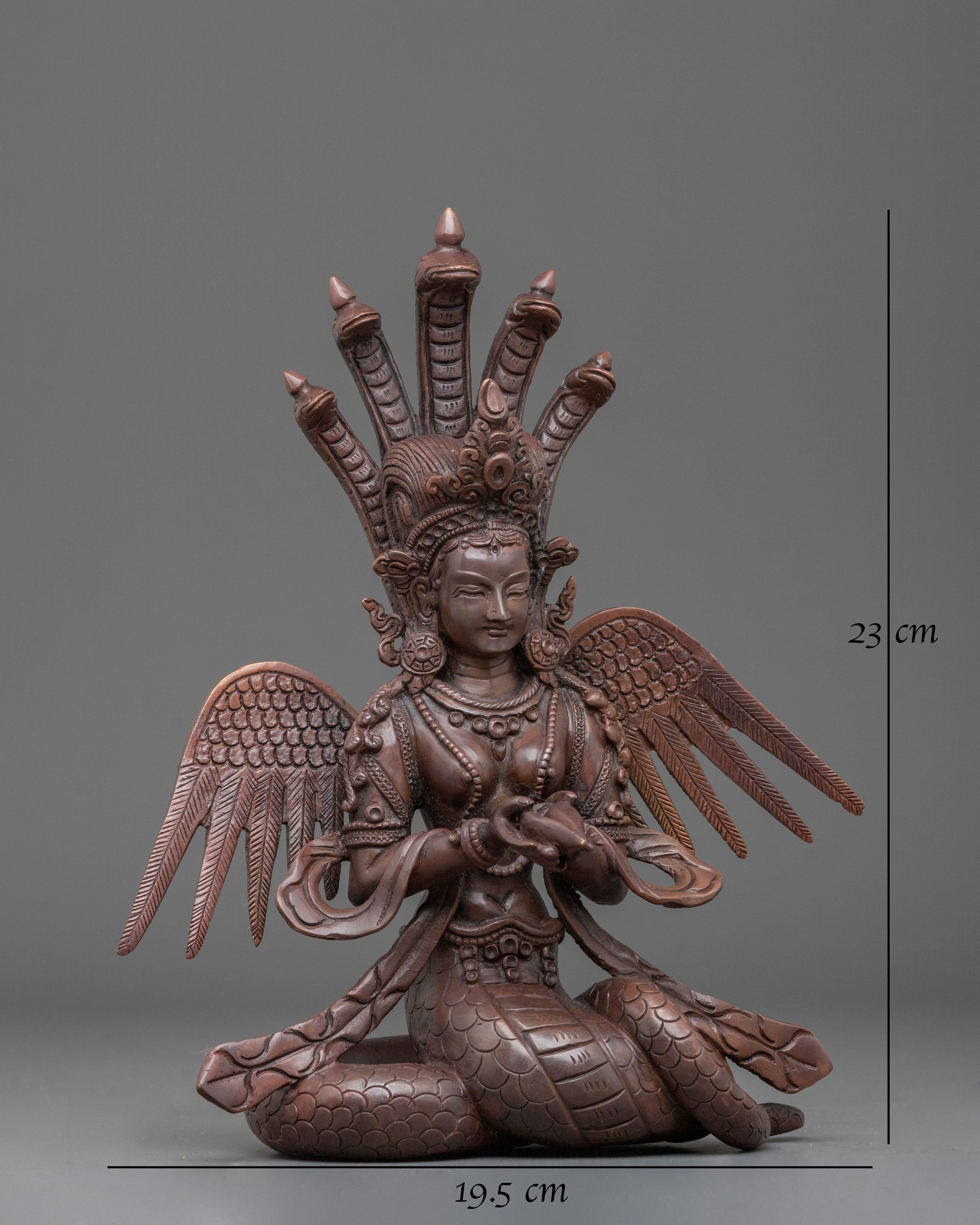 Handmade Nagkanya Sculpture: Serpent Goddess of Protection and Wisdom