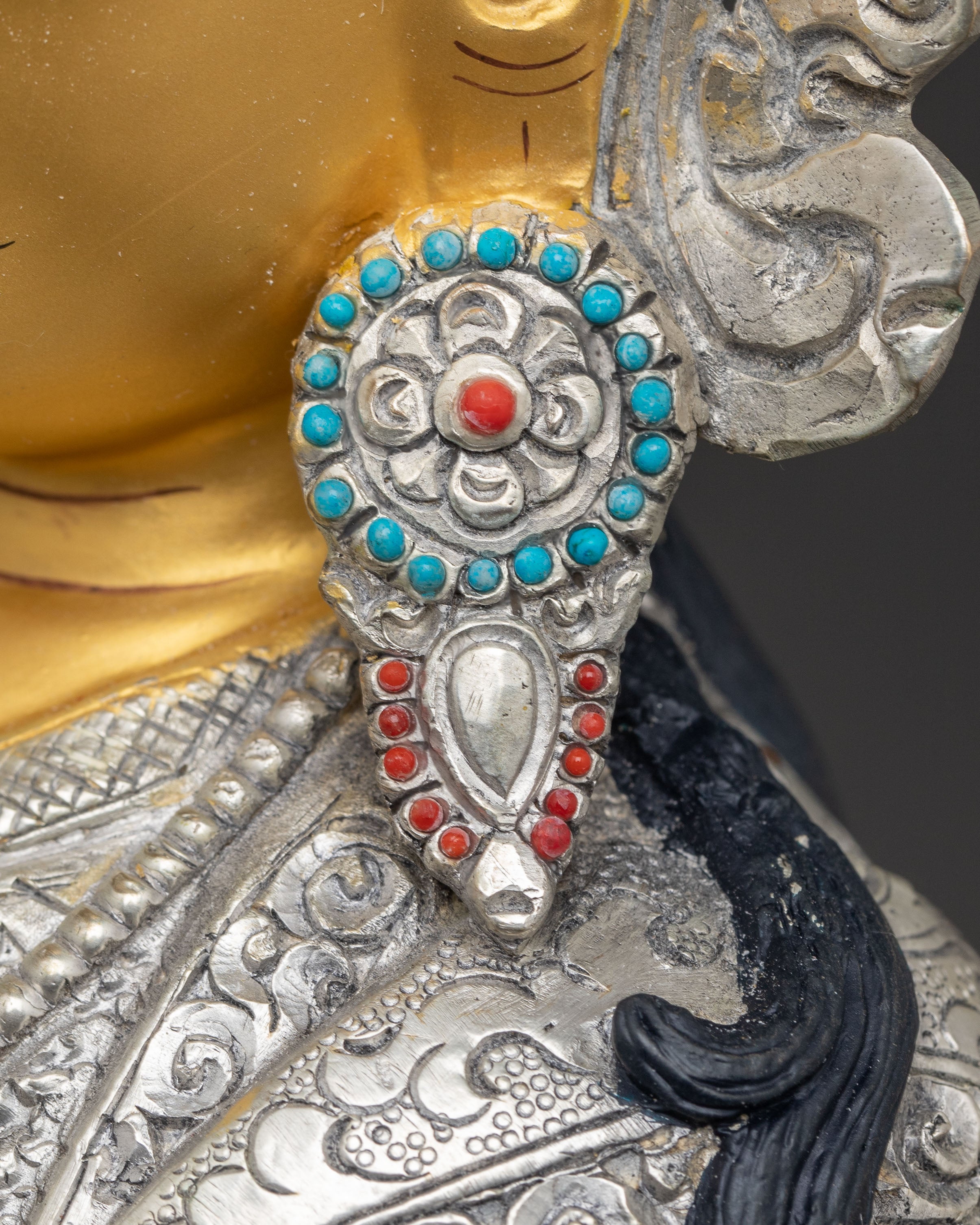 Silver Electroplated Guru Rinpoche Statue | Tantric Master