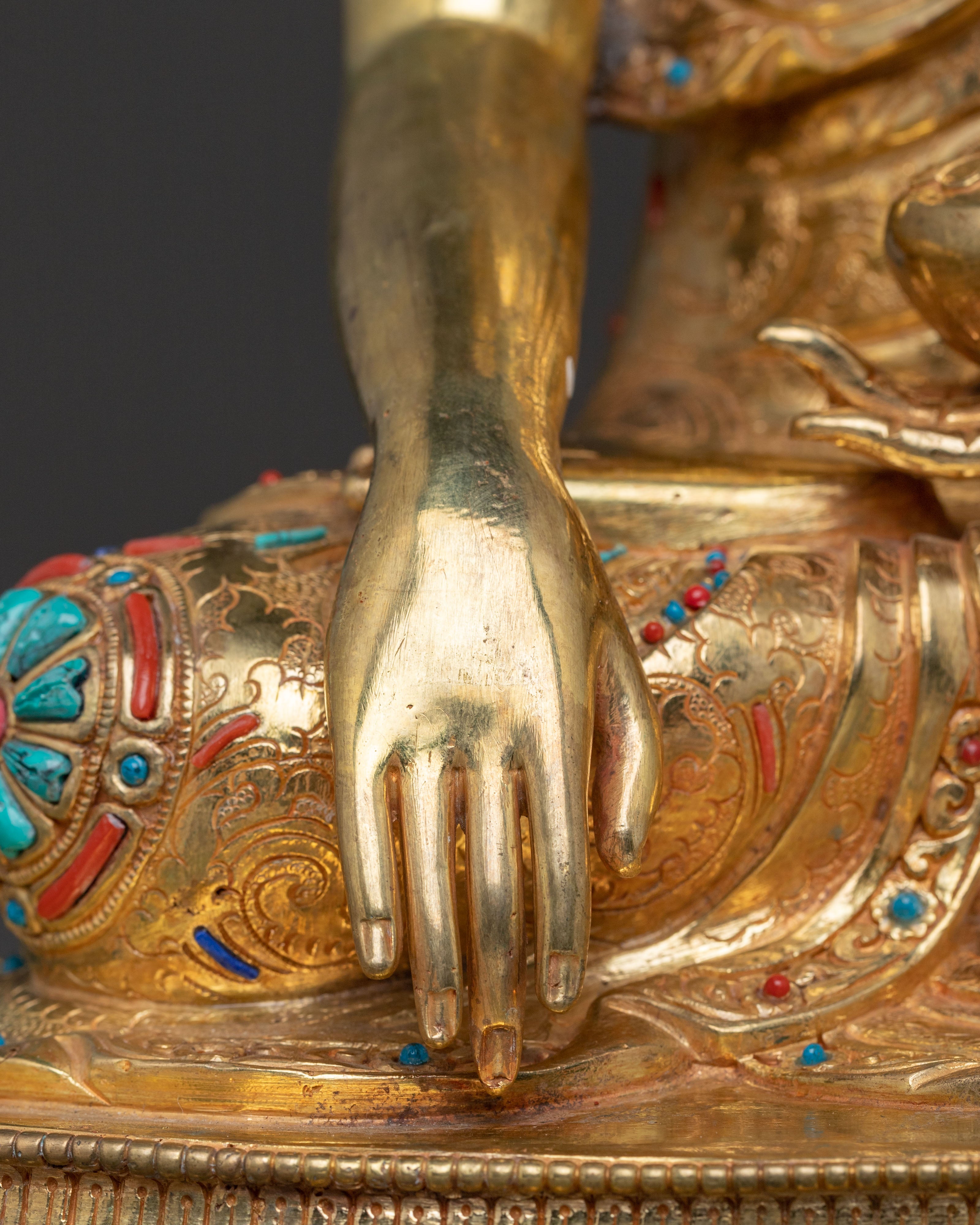 Shakyamuni Buddha: 24k Gold Gilded Figurine