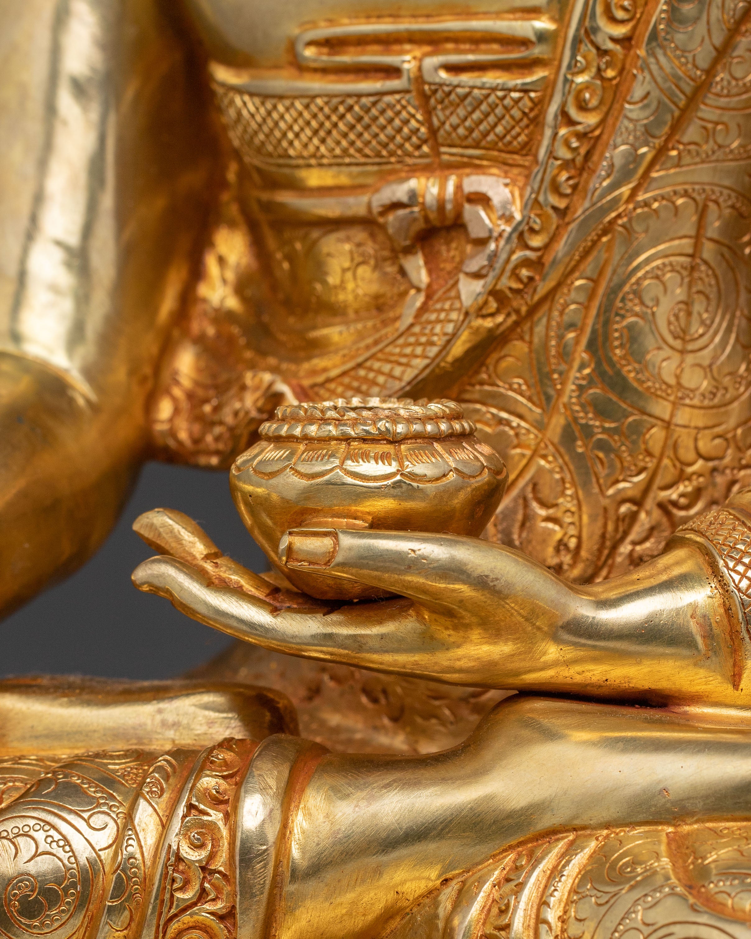 Golden Shakyamuni Buddha Sacred Statue | 24k Gold Glided