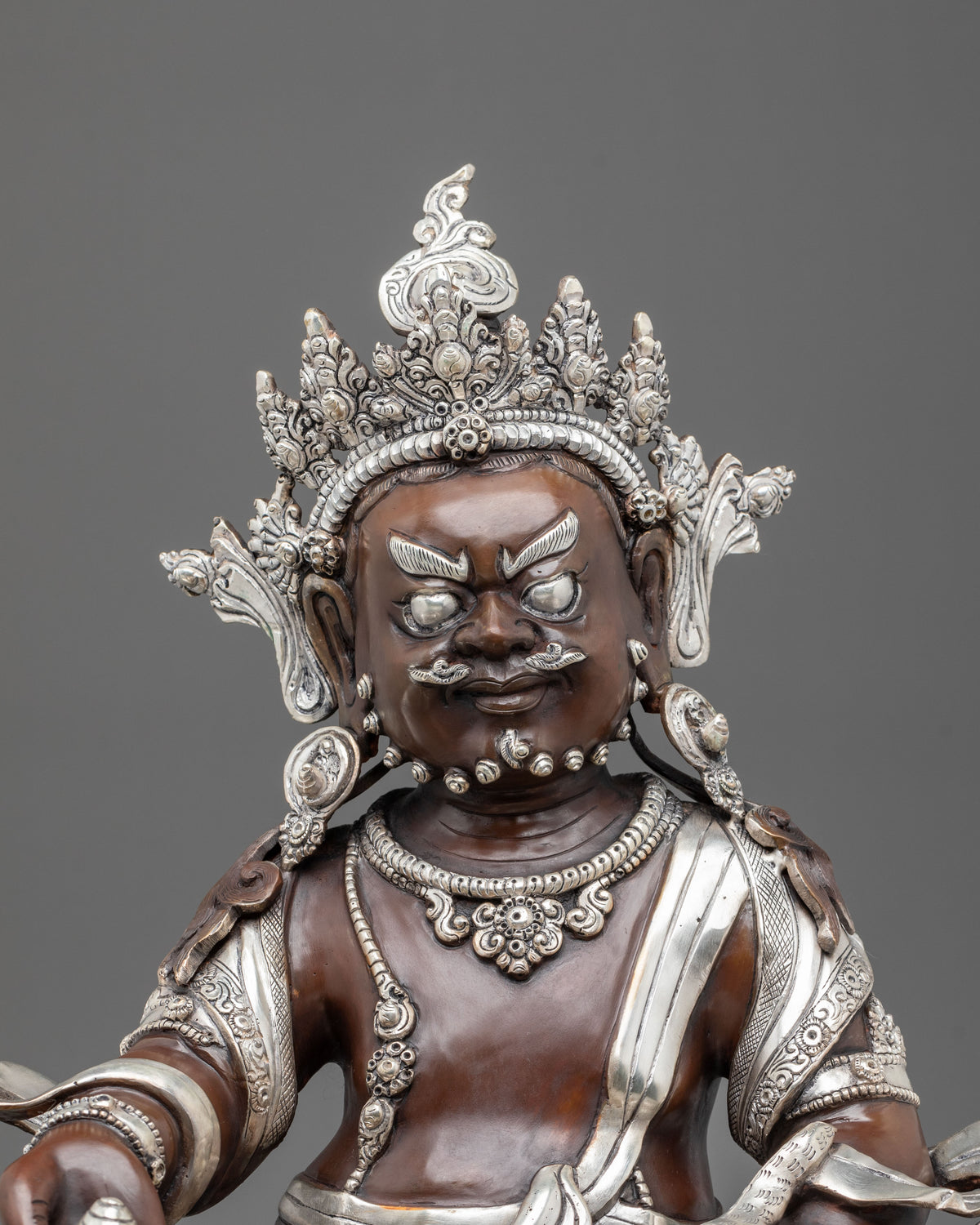 Dzambhala Altar Decoration Statue | Handcrafted Sculpture with Silver Plating