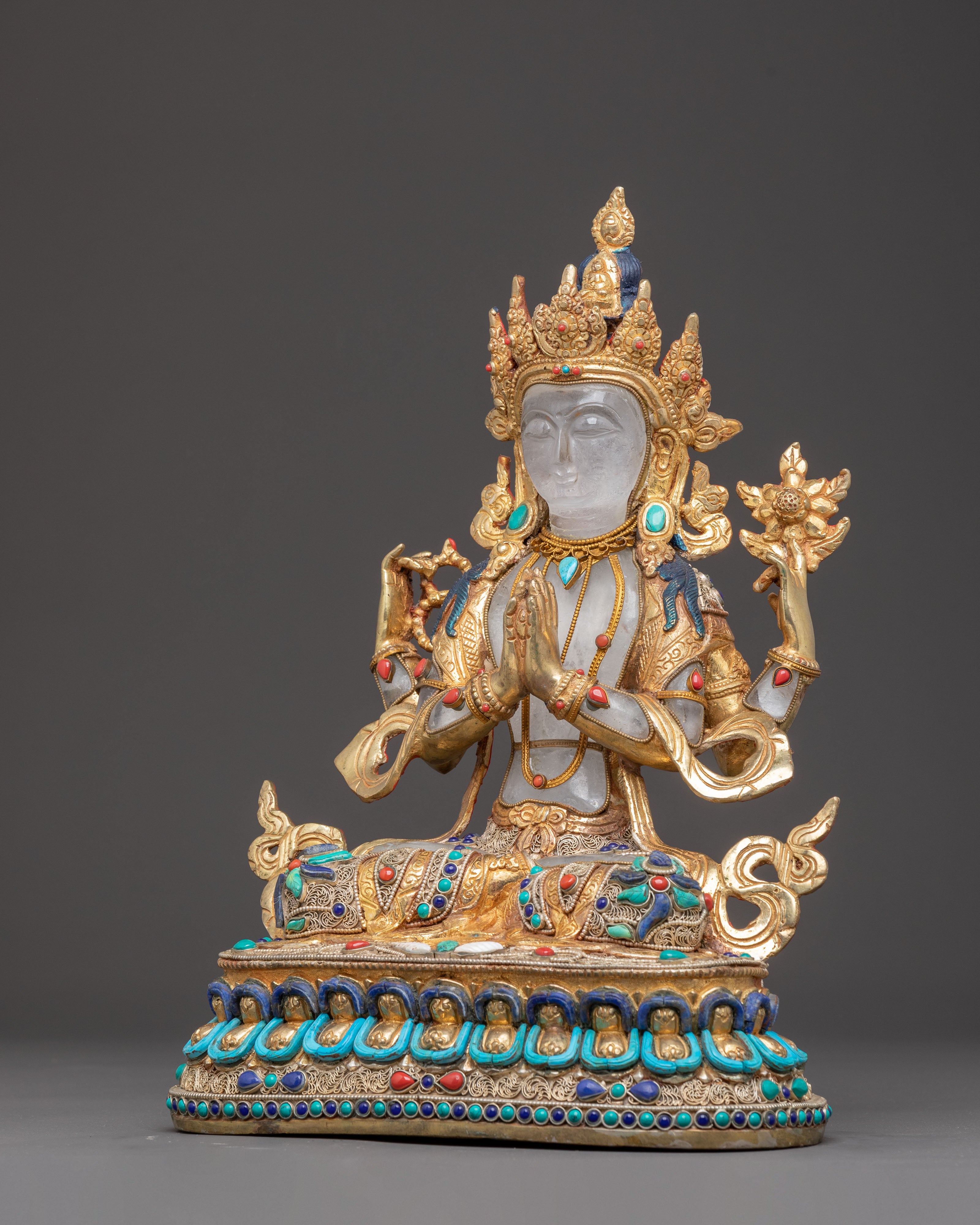 Handmade Chenrezig Statue, Lord of Mercy | Tibetan Buddhist Icon