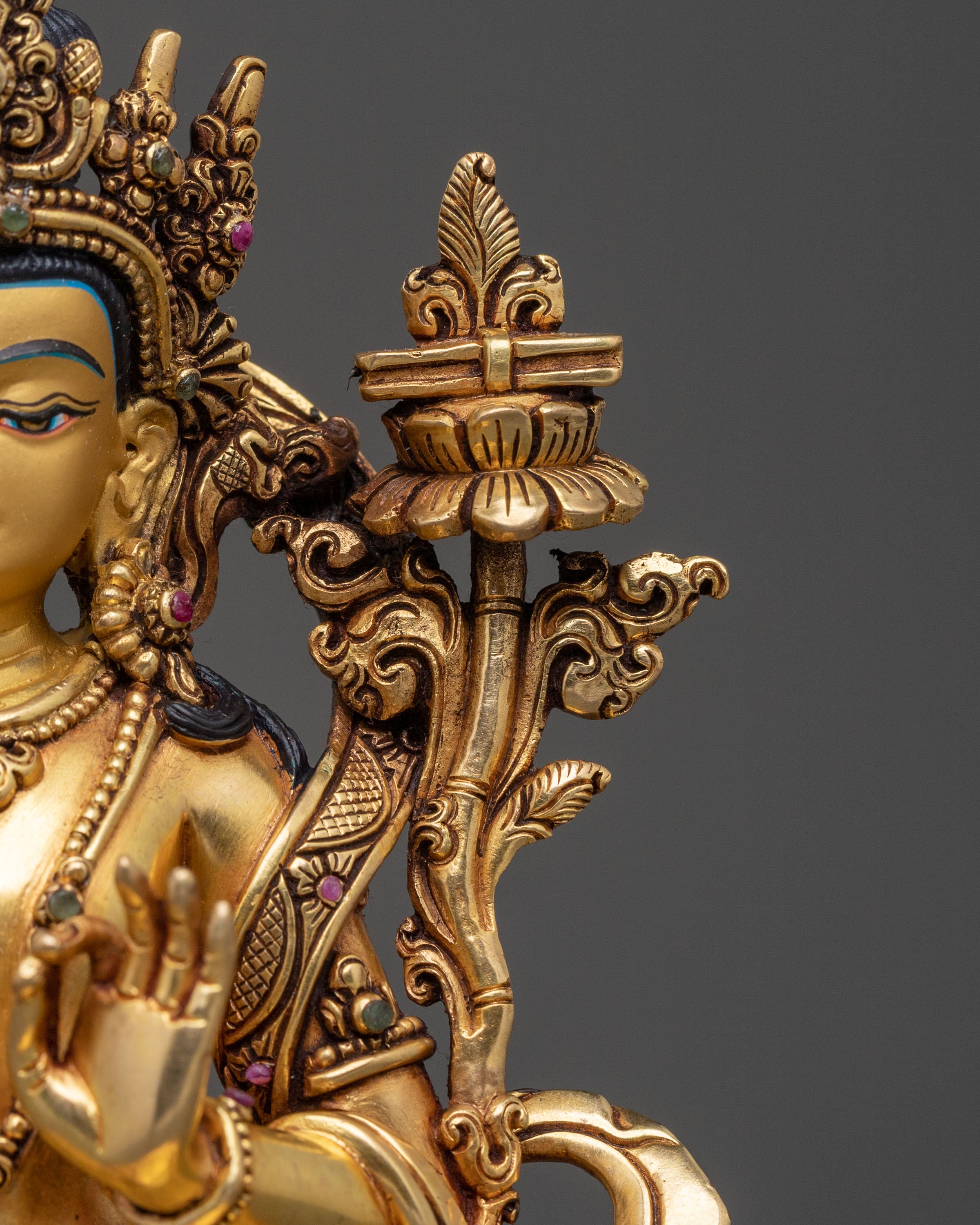 Manjushri Traditional Figurine | 24K Gilded Copper
