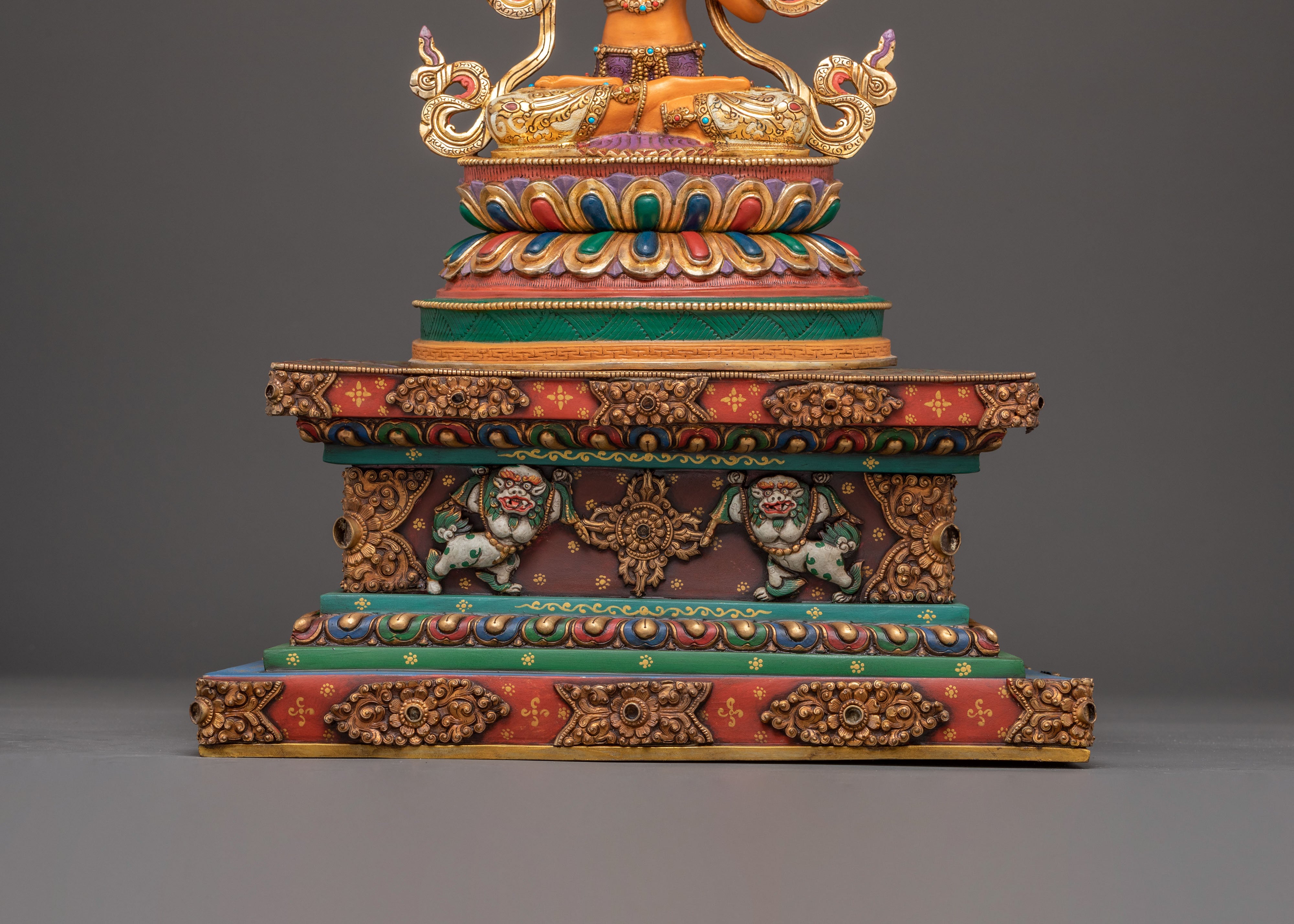 Spiritual Wisdom Deity Manjushri Statue on Throne | Handmade in Nepal