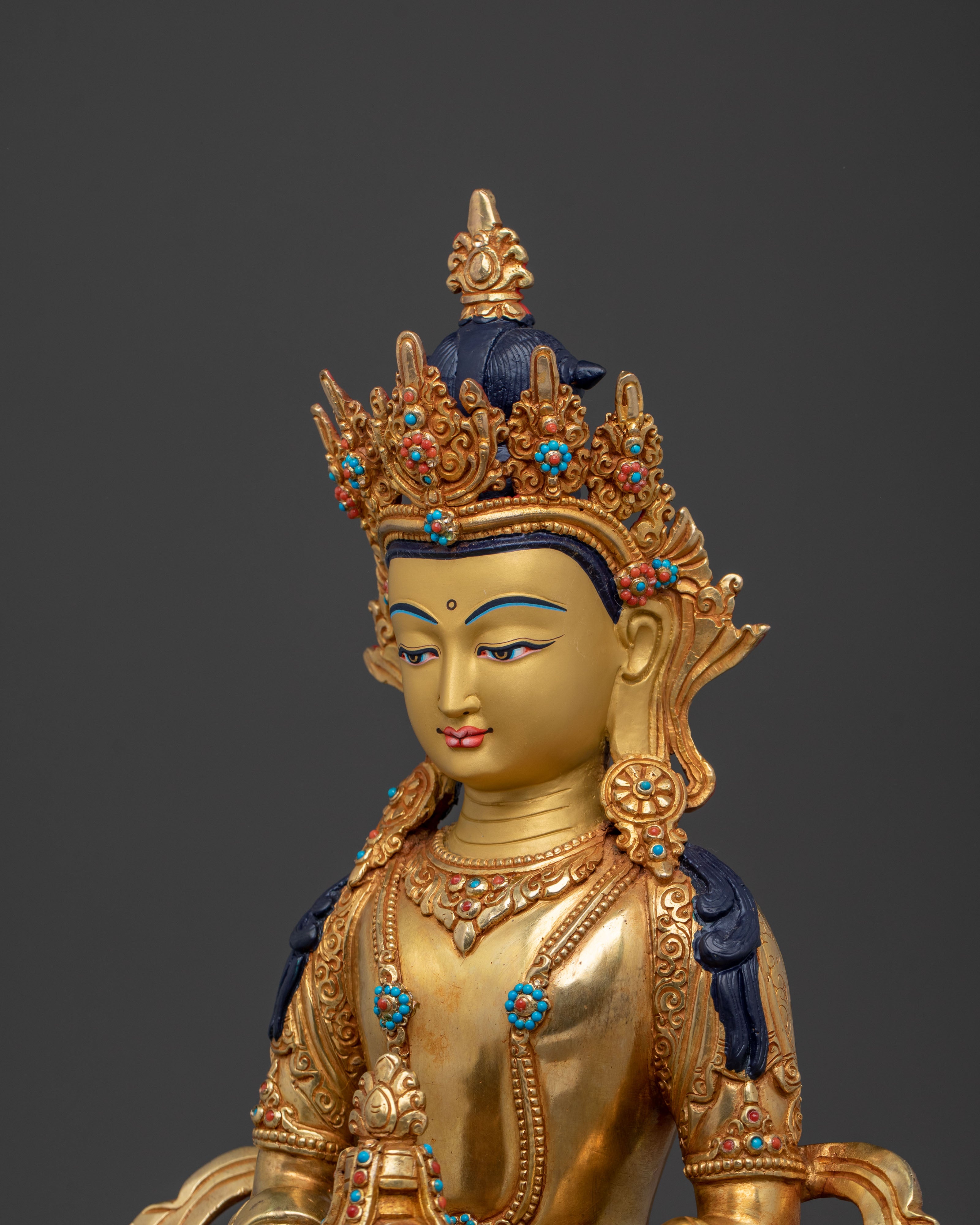 Amitayus 24k Gold Gilded Statue | Deity of Long Life