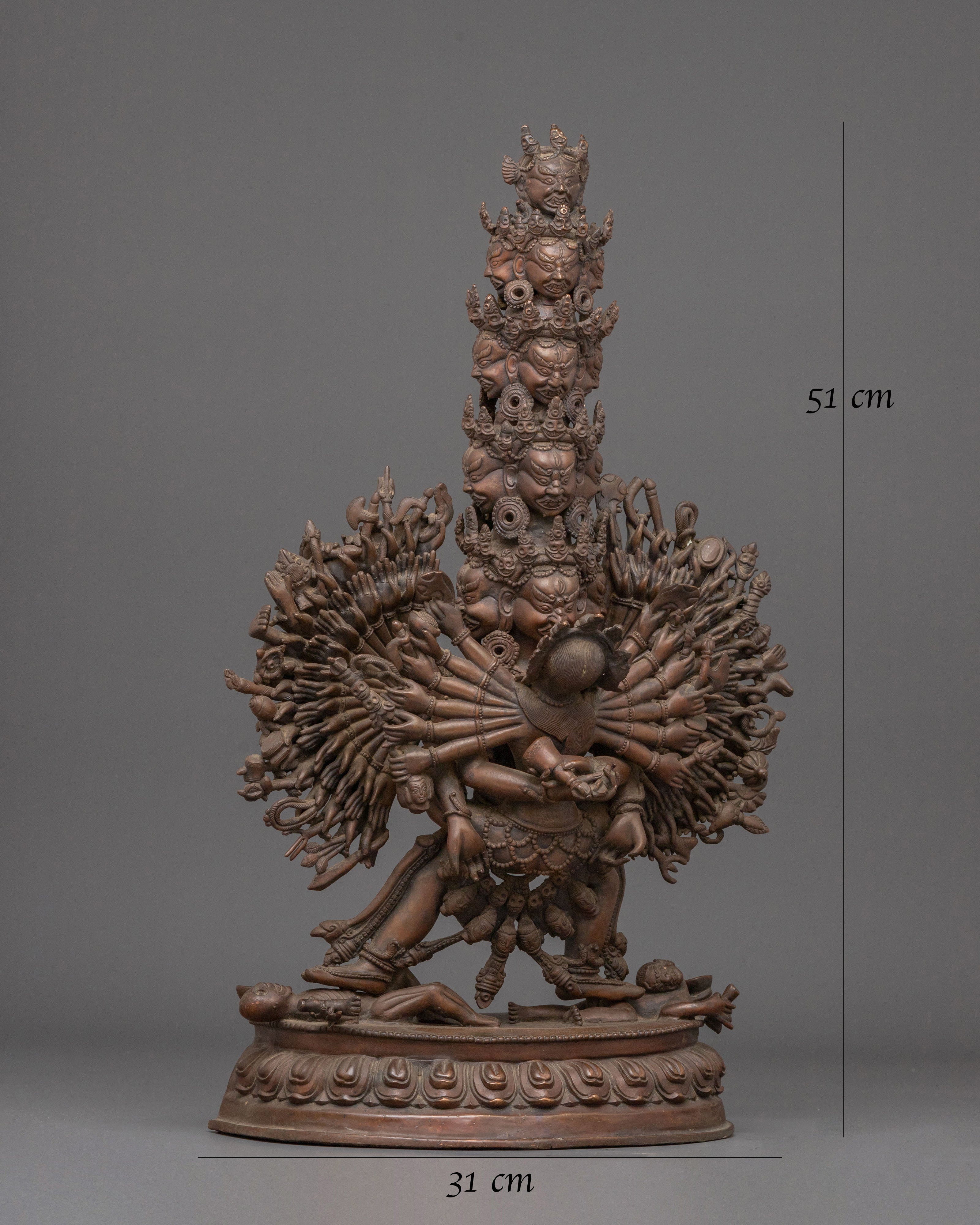 Heruka Chakrasamvara Sculpture | Oxidized Copper Masterpiece