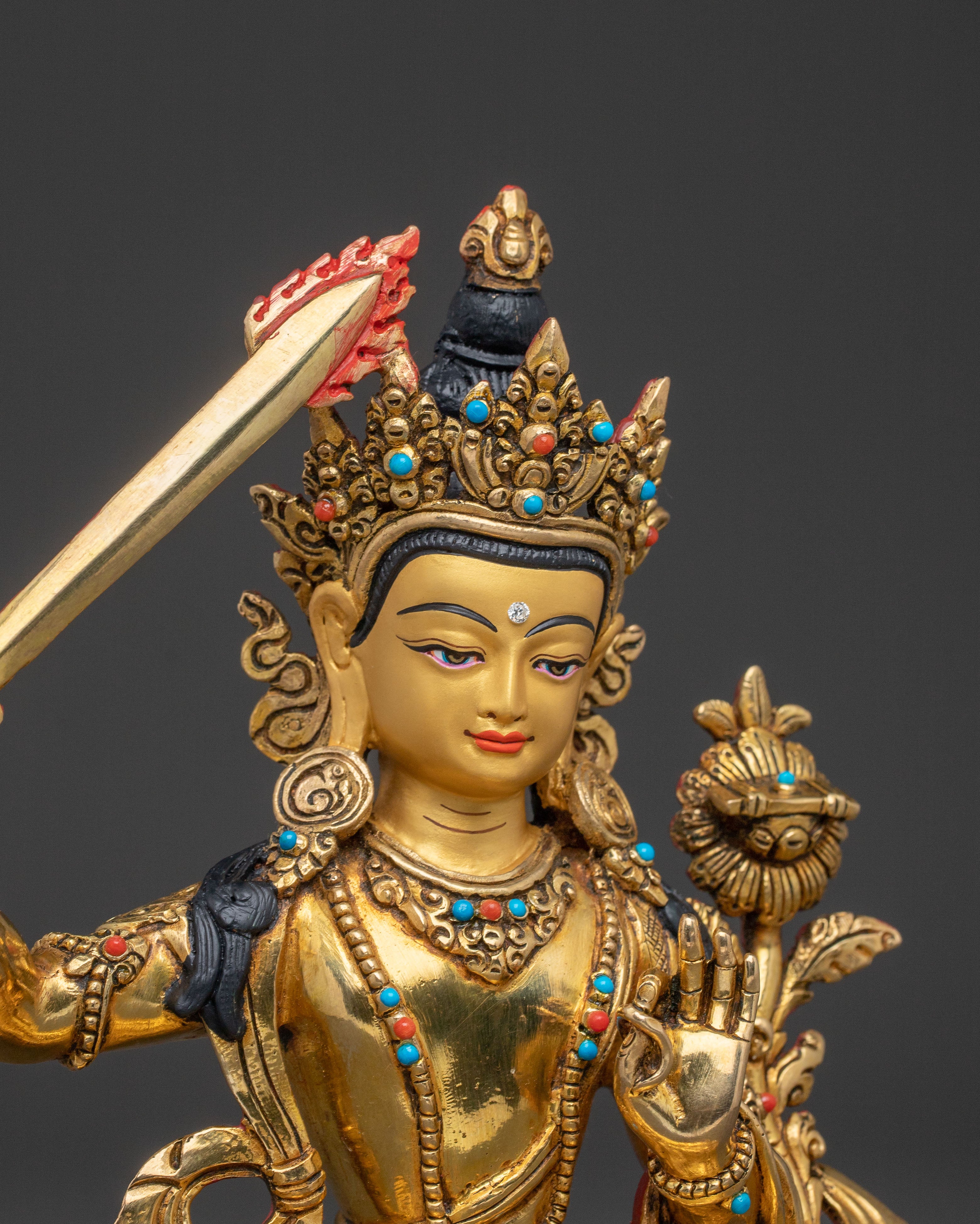 Manjushri 24K Gold Gilded Wisdom Statue