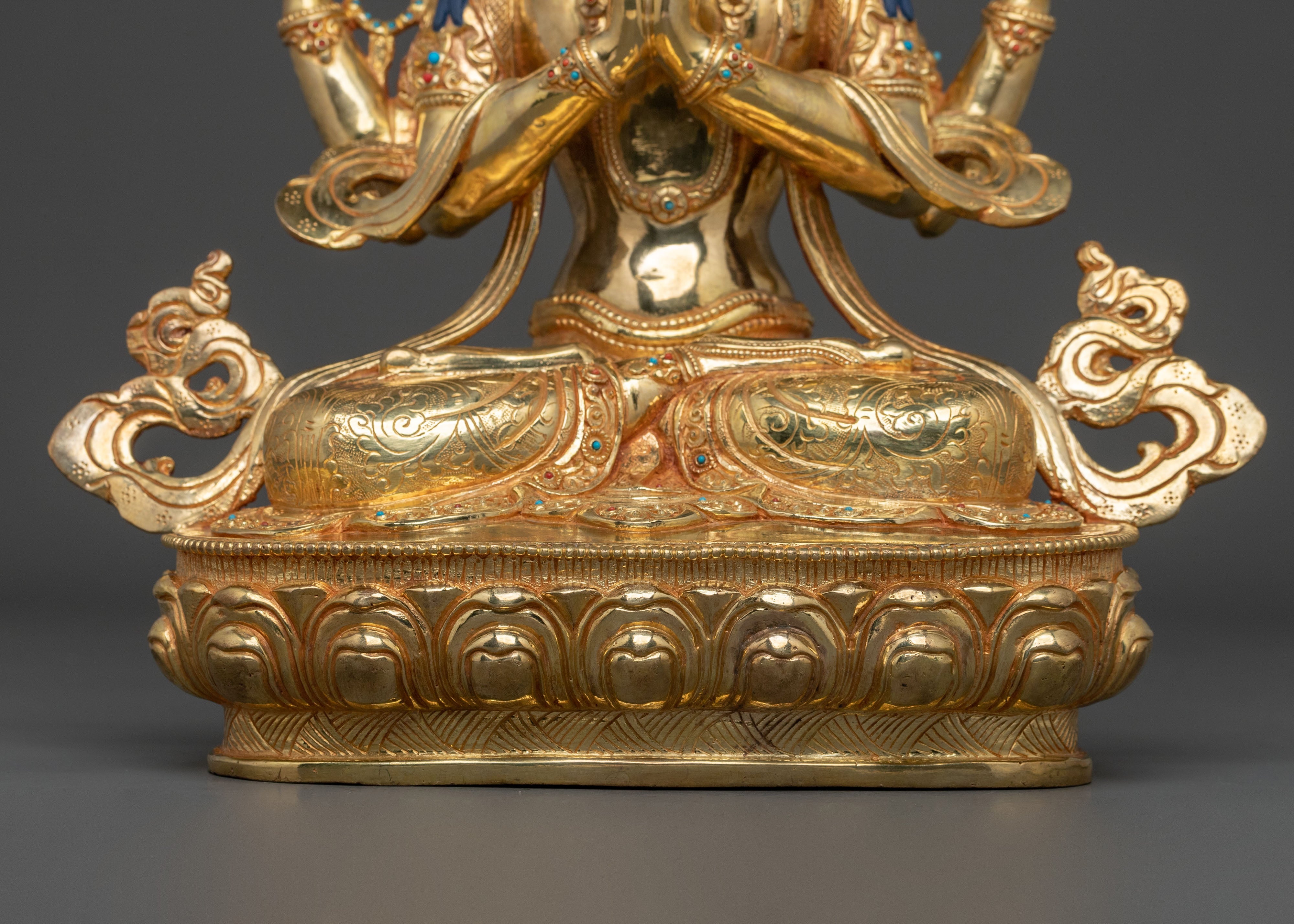 Chenrezig Statue: 24K Gold Gilded
