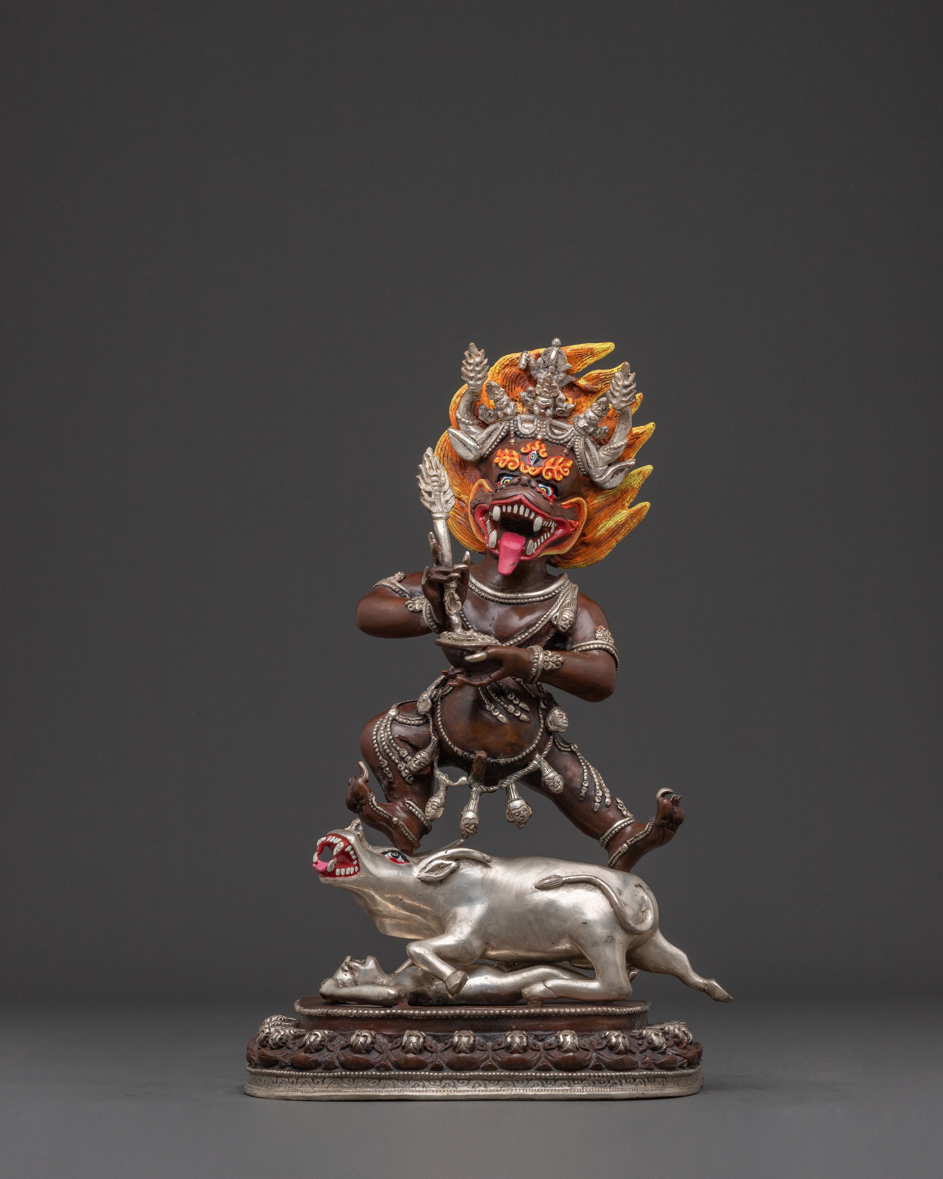 Yamantaka Sacred Copper Statue: Oxidized Artistry