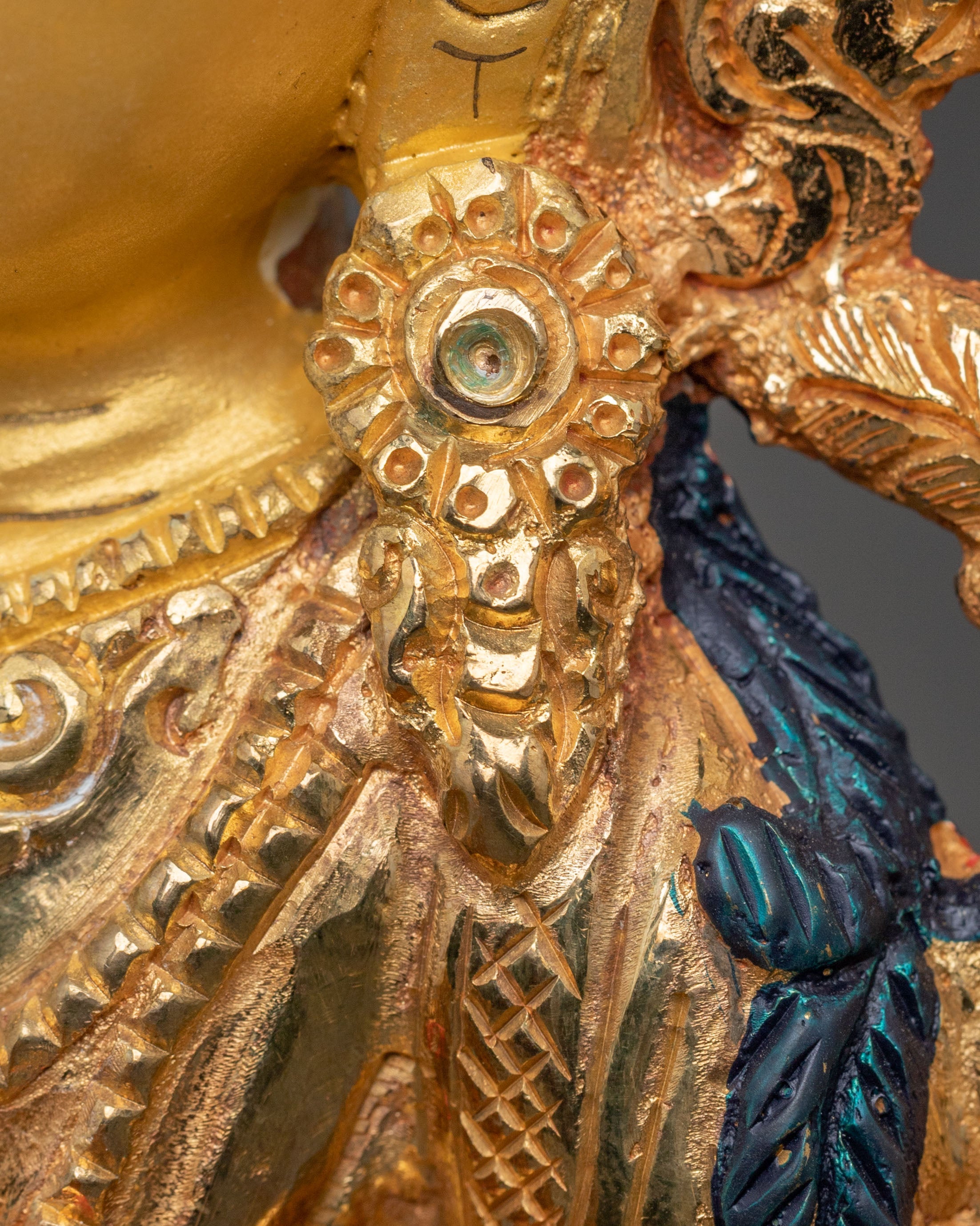 Handmade Golden Manjushri Copper Statue | Symbol of Wisdom