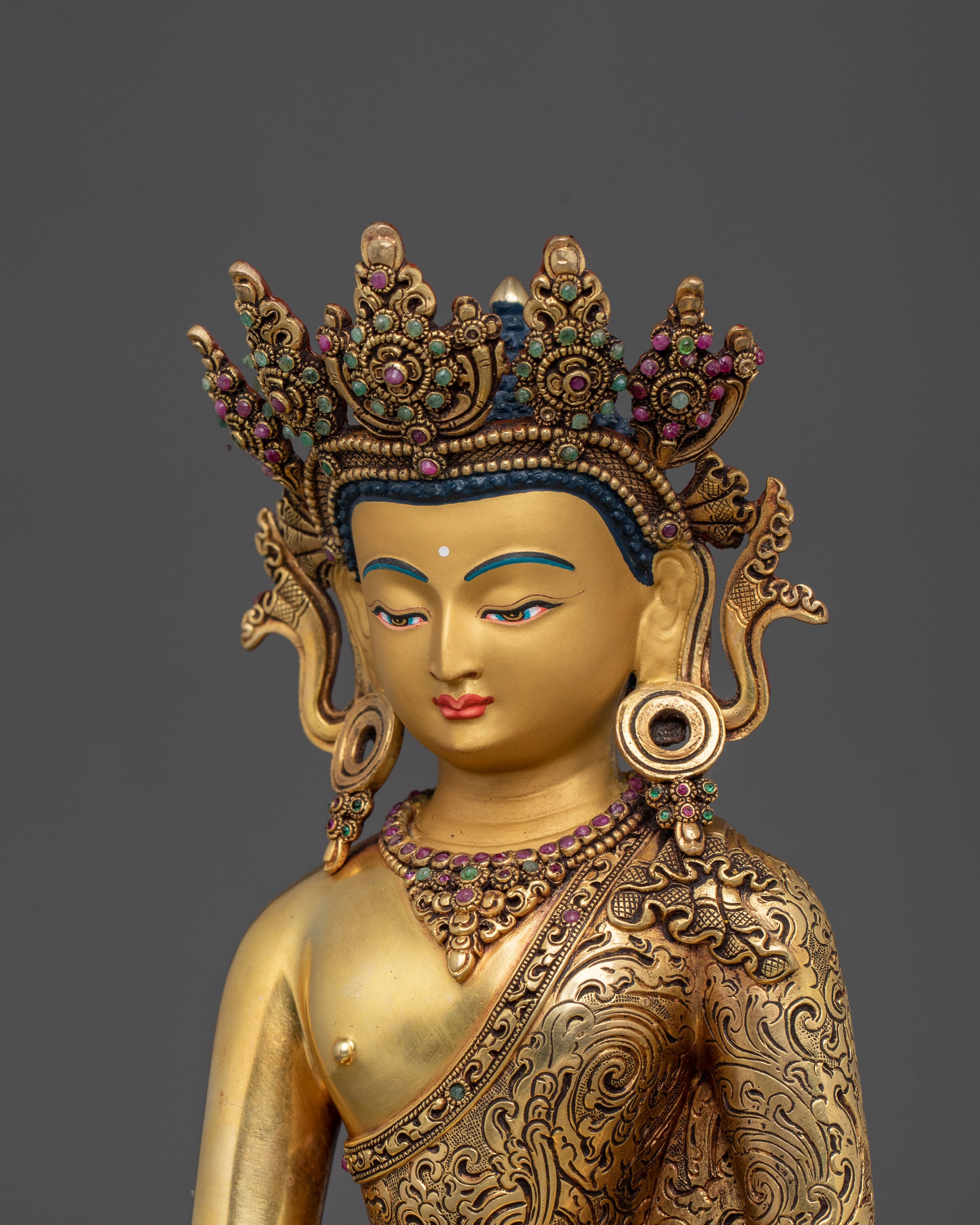 Handmade Crown Shakyamuni Buddha Statue