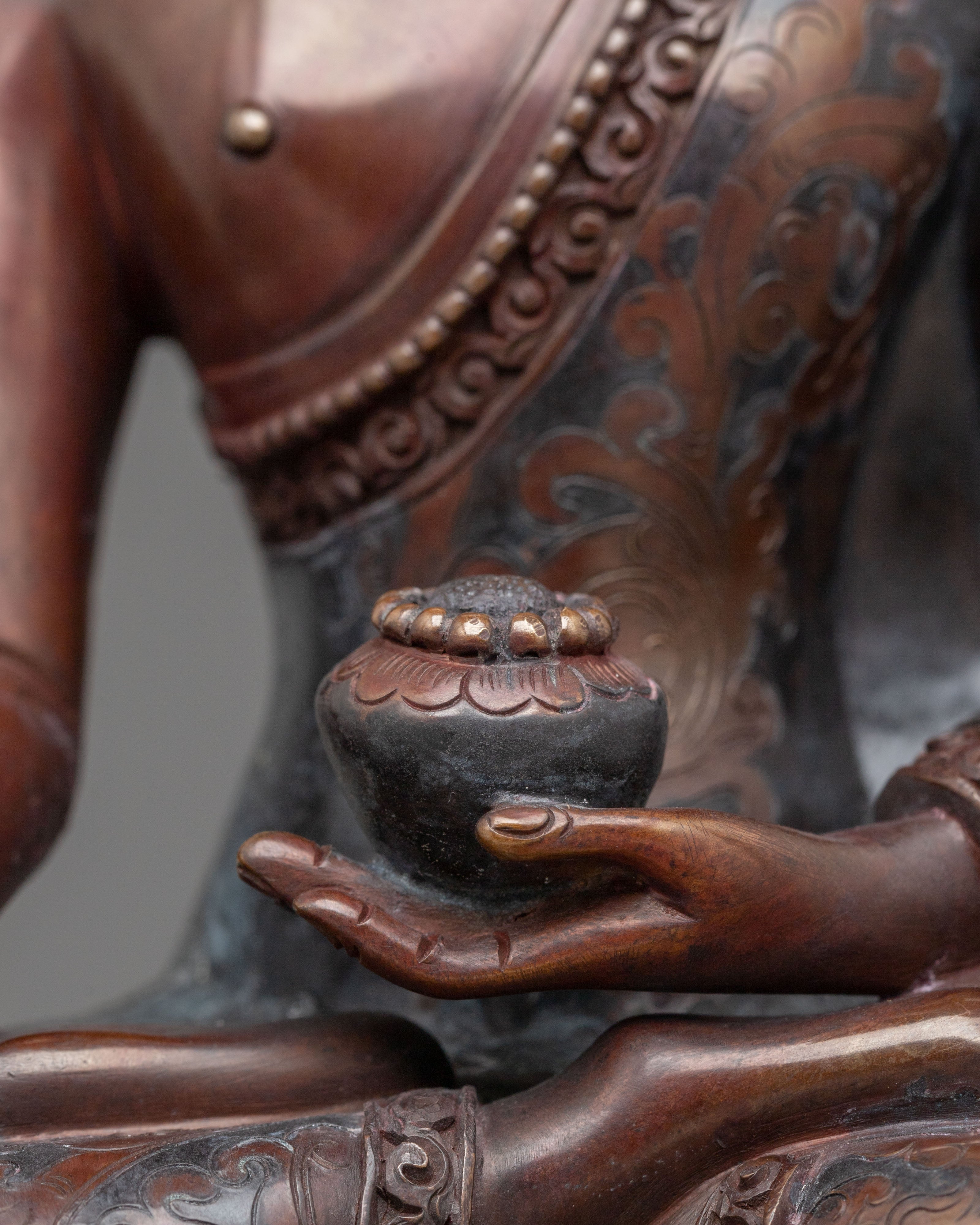 Shakyamuni Buddha Sculpture | Oxidized Copper Altar Statue