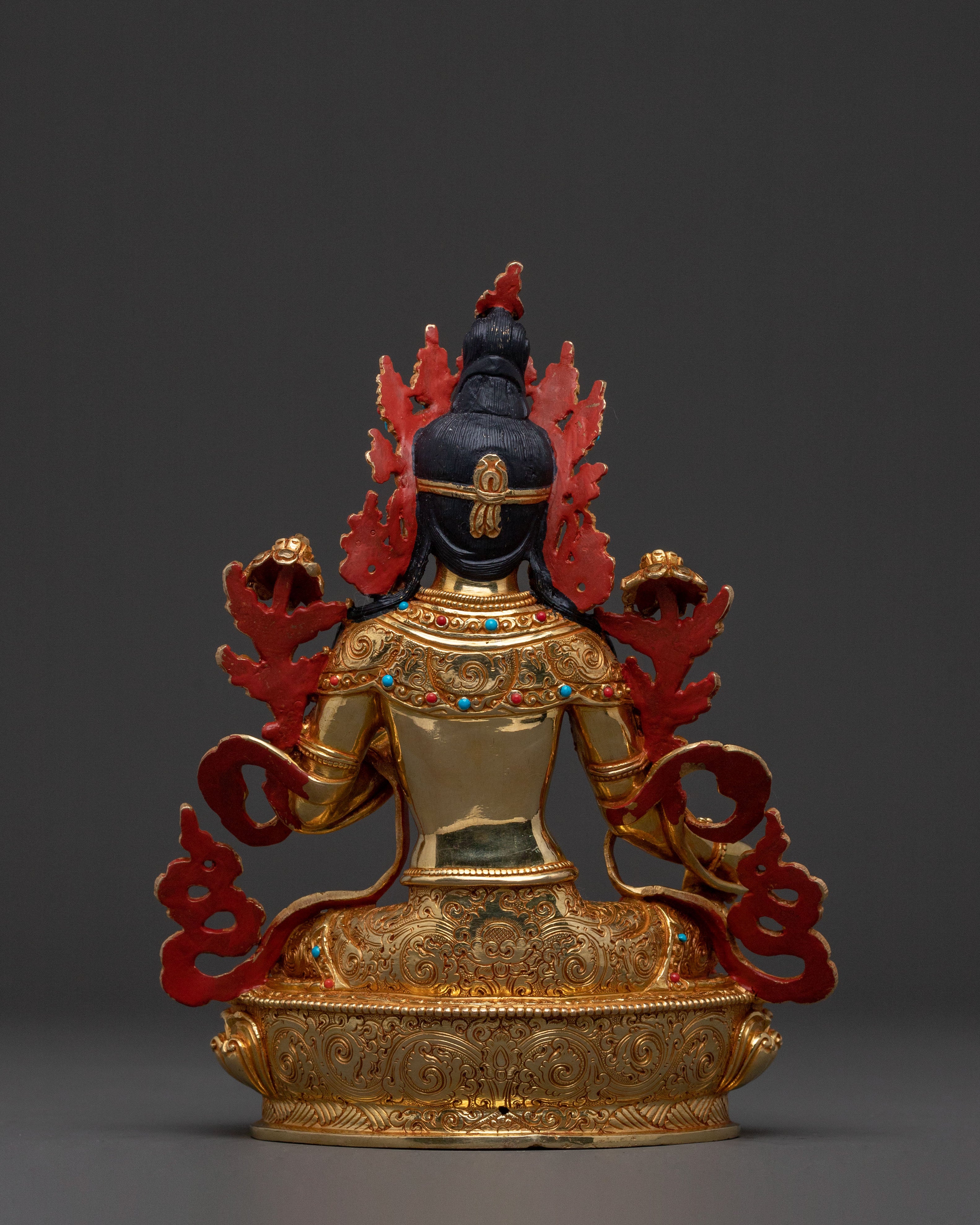 Green Tara Goddess Icon | 24K Gold Gilded Statue