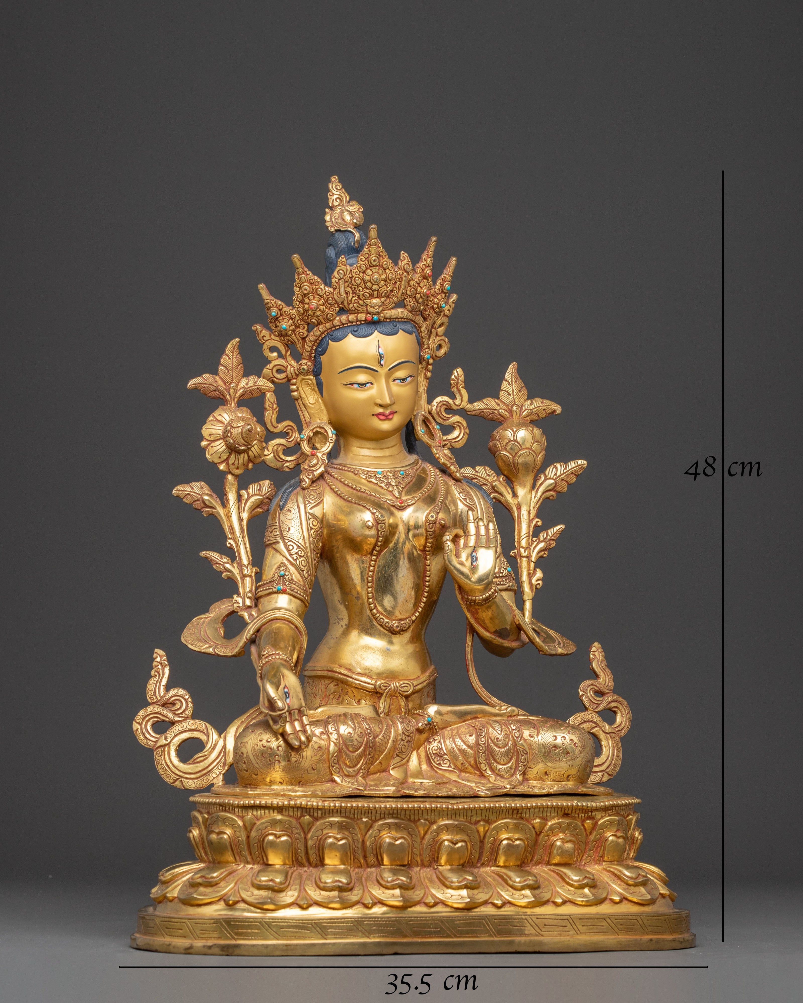 White Tara Golden Handmade Statue 